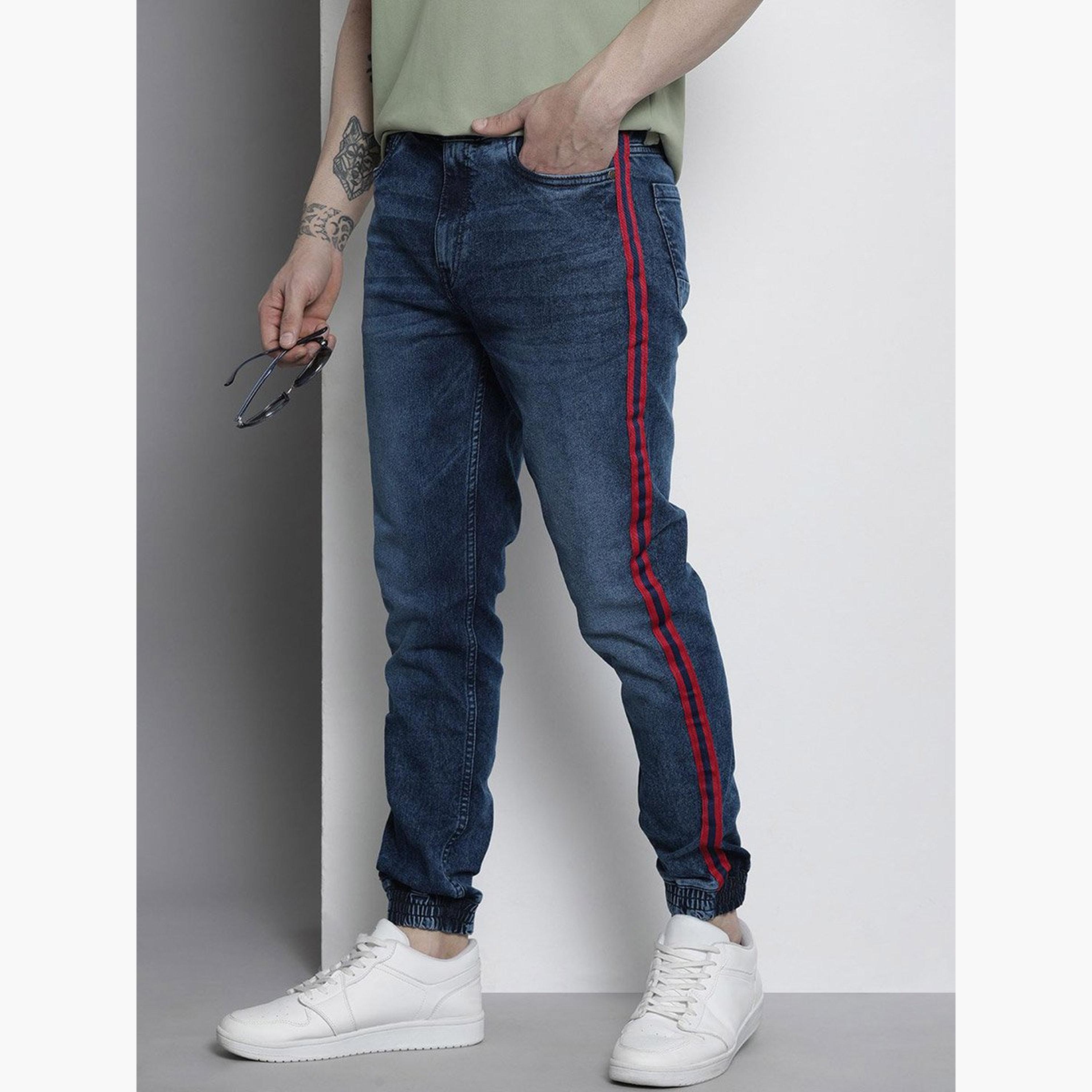 ذا انديان كراج كو × ستايلي - بنطال جينز للرجال بتفاصيل شريطية-men-clothing-bottoms-jeans-image-1