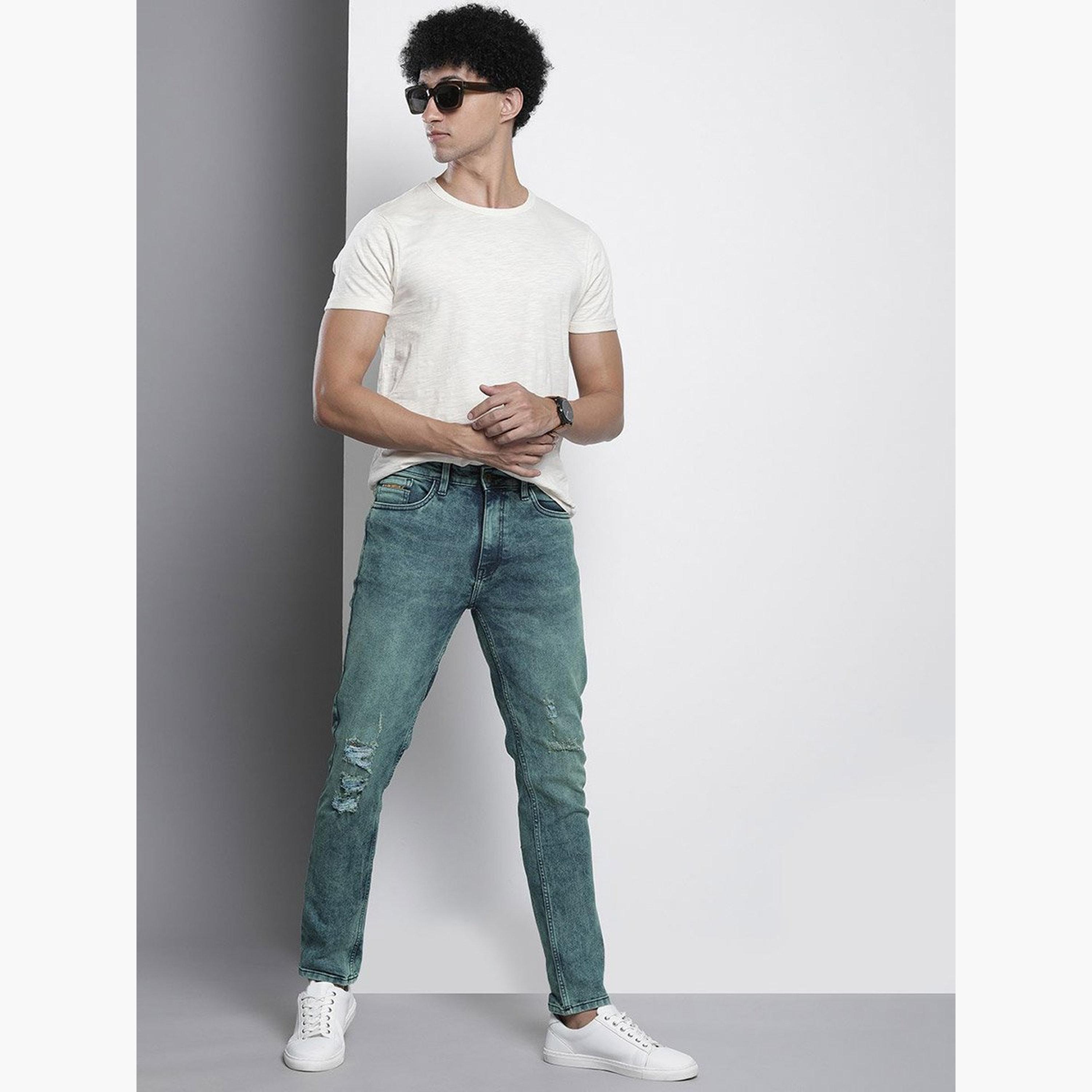ذا انديان كراج كو × ستايلي - بنطال جينز أزرق ممزق للرجال تأثير صبغ حمضي-men-clothing-bottoms-jeans-image-5