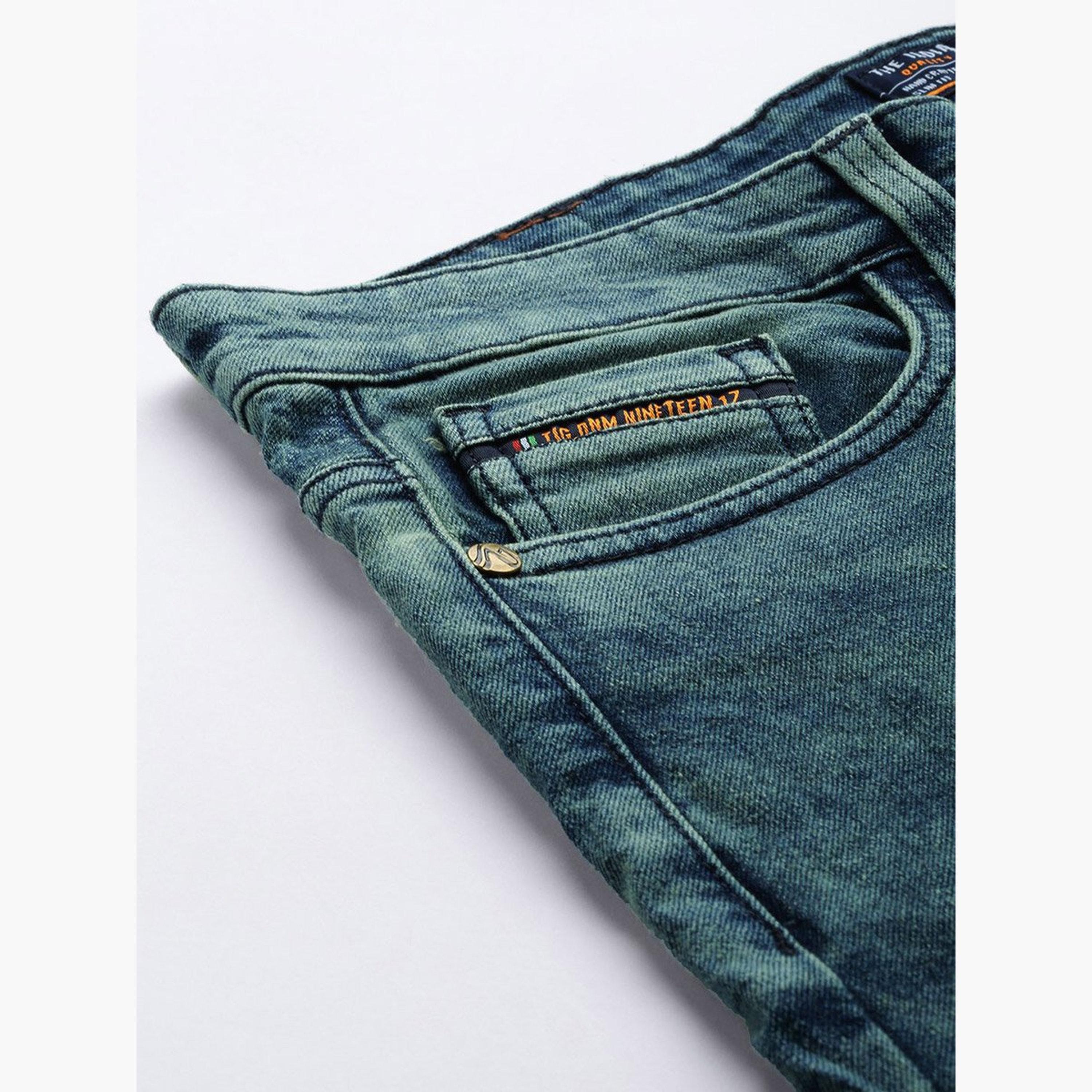 ذا انديان كراج كو × ستايلي - بنطال جينز أزرق ممزق للرجال تأثير صبغ حمضي-men-clothing-bottoms-jeans-image-6