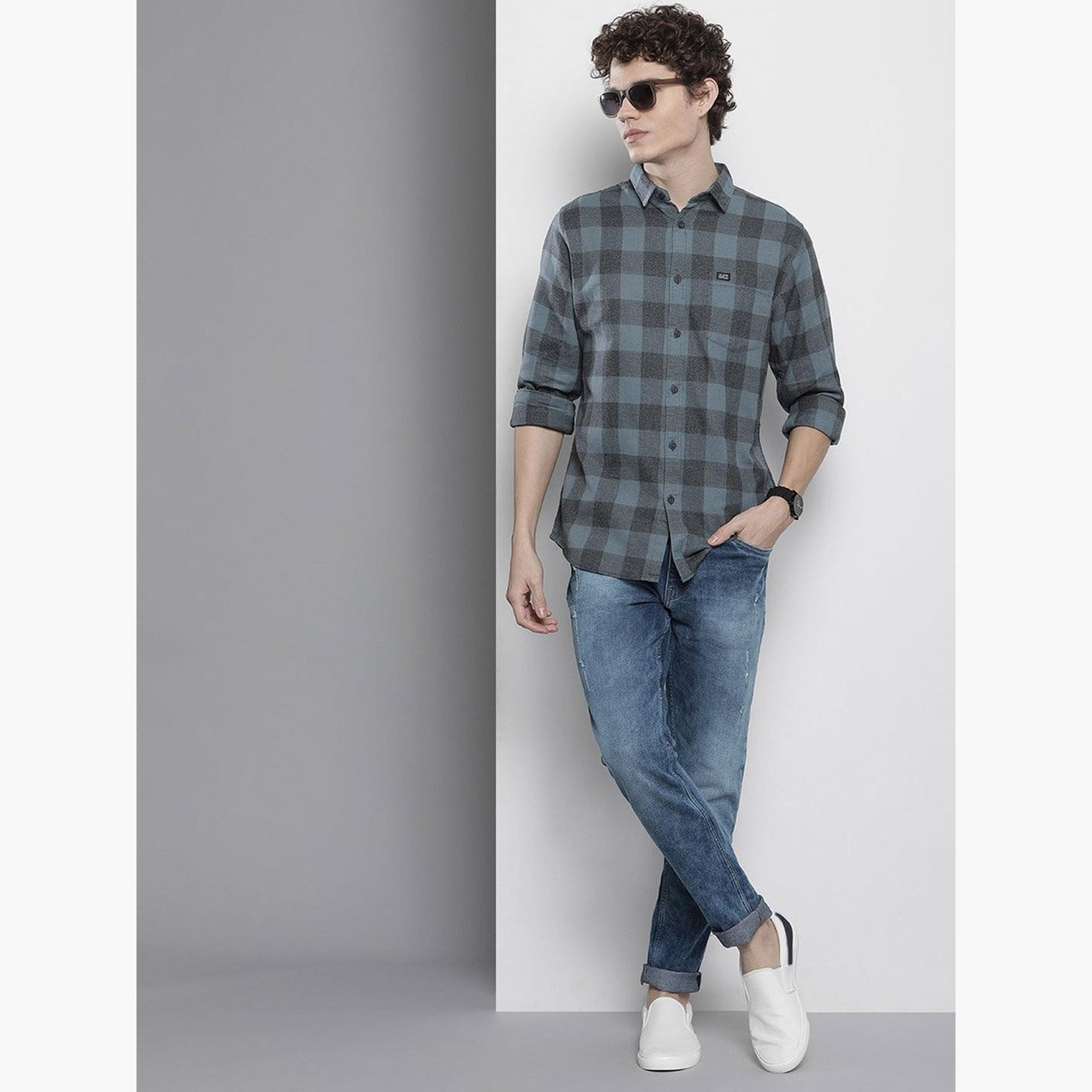 ذا انديان كراج كو × ستايلي - بنطال جينز للرجال تصميم ضيق وباهتة وخصر متوسط-men-clothing-bottoms-jeans-image-5