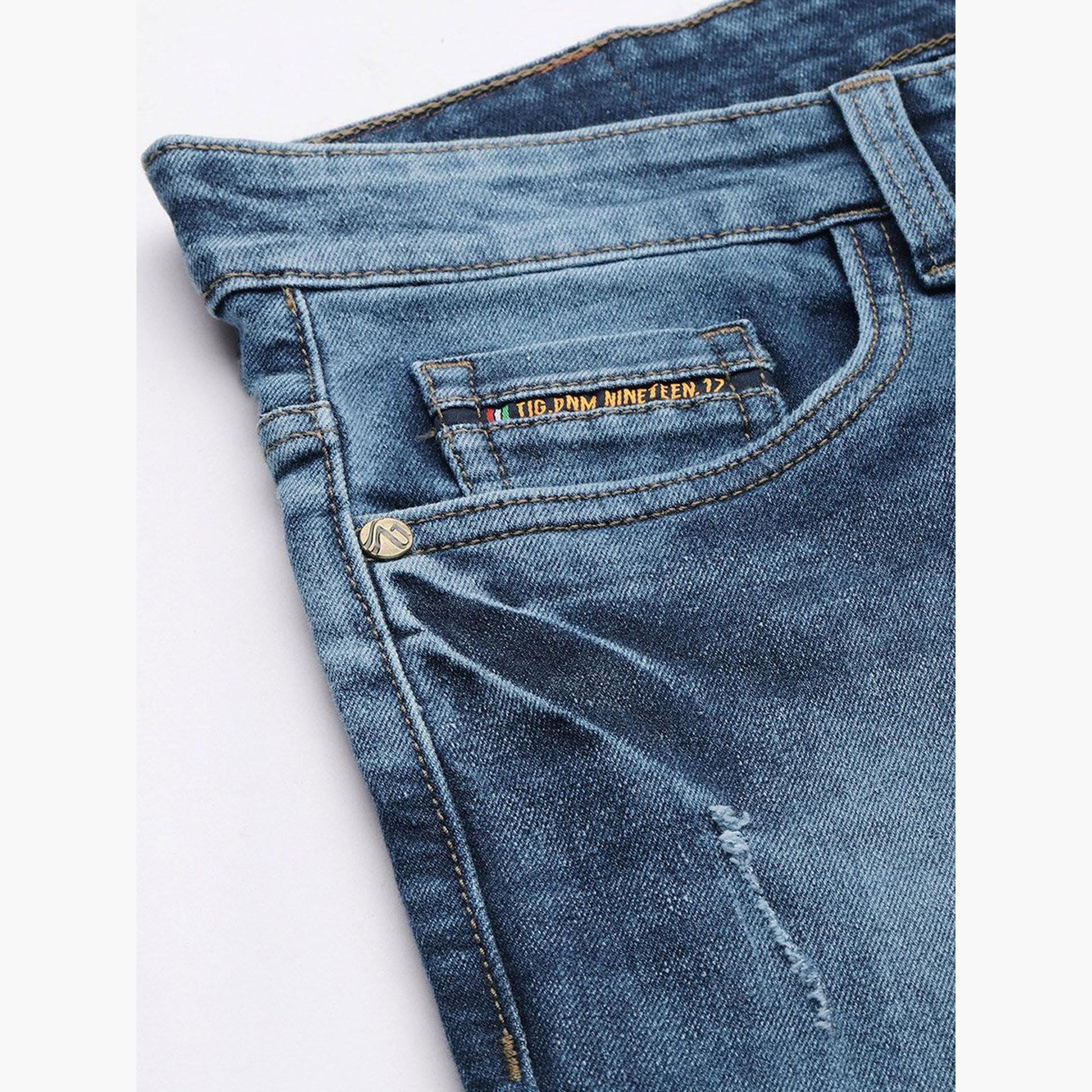 ذا انديان كراج كو × ستايلي - بنطال جينز للرجال تصميم ضيق وباهتة وخصر متوسط-men-clothing-bottoms-jeans-image-6
