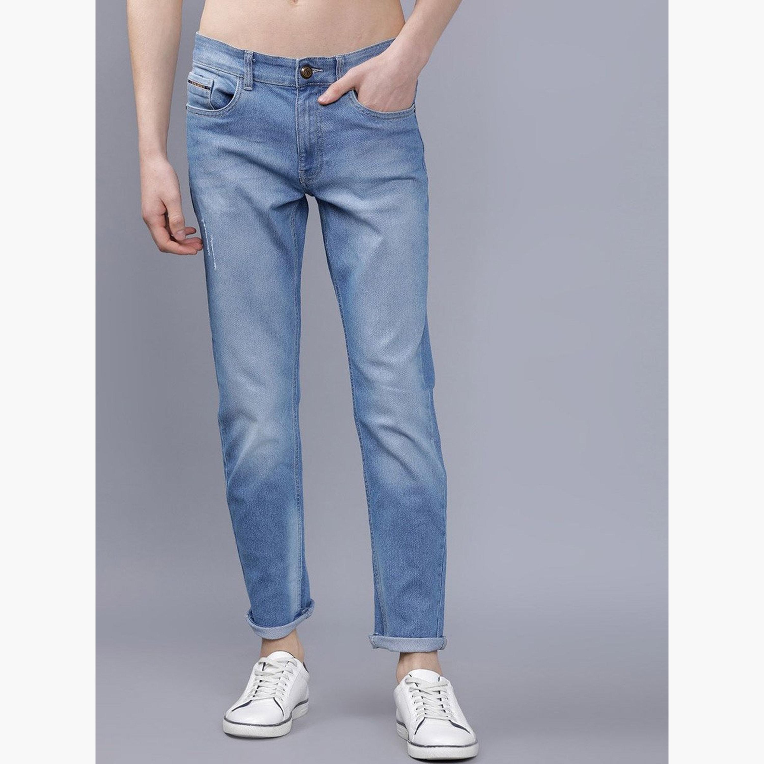 ذا انديان كراج كو × ستايلي - بنطال جينز للرجال أزرق تصميم ضيق وخصر متوسط-men-clothing-bottoms-jeans-image-1
