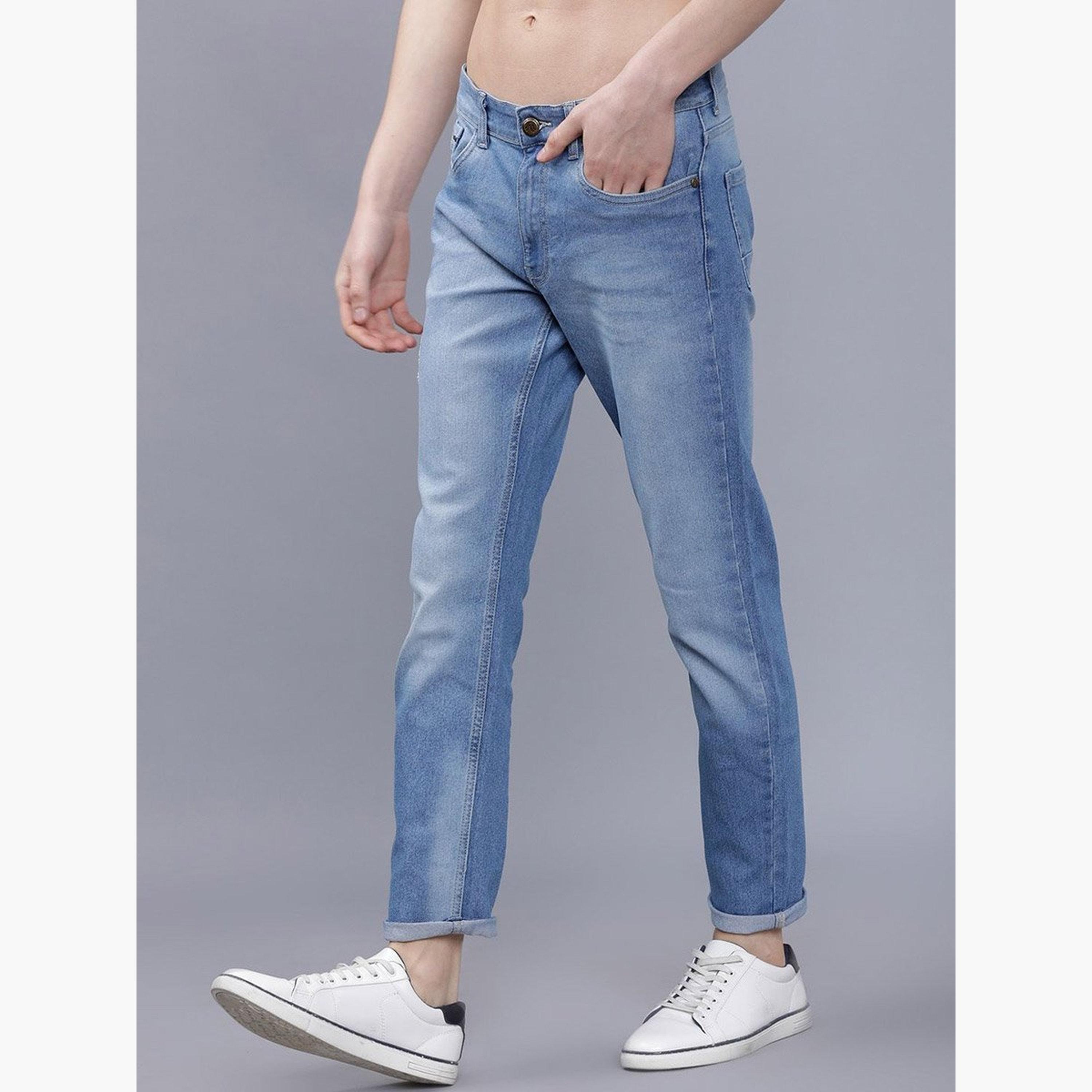 ذا انديان كراج كو × ستايلي - بنطال جينز للرجال أزرق تصميم ضيق وخصر متوسط-men-clothing-bottoms-jeans-image-3