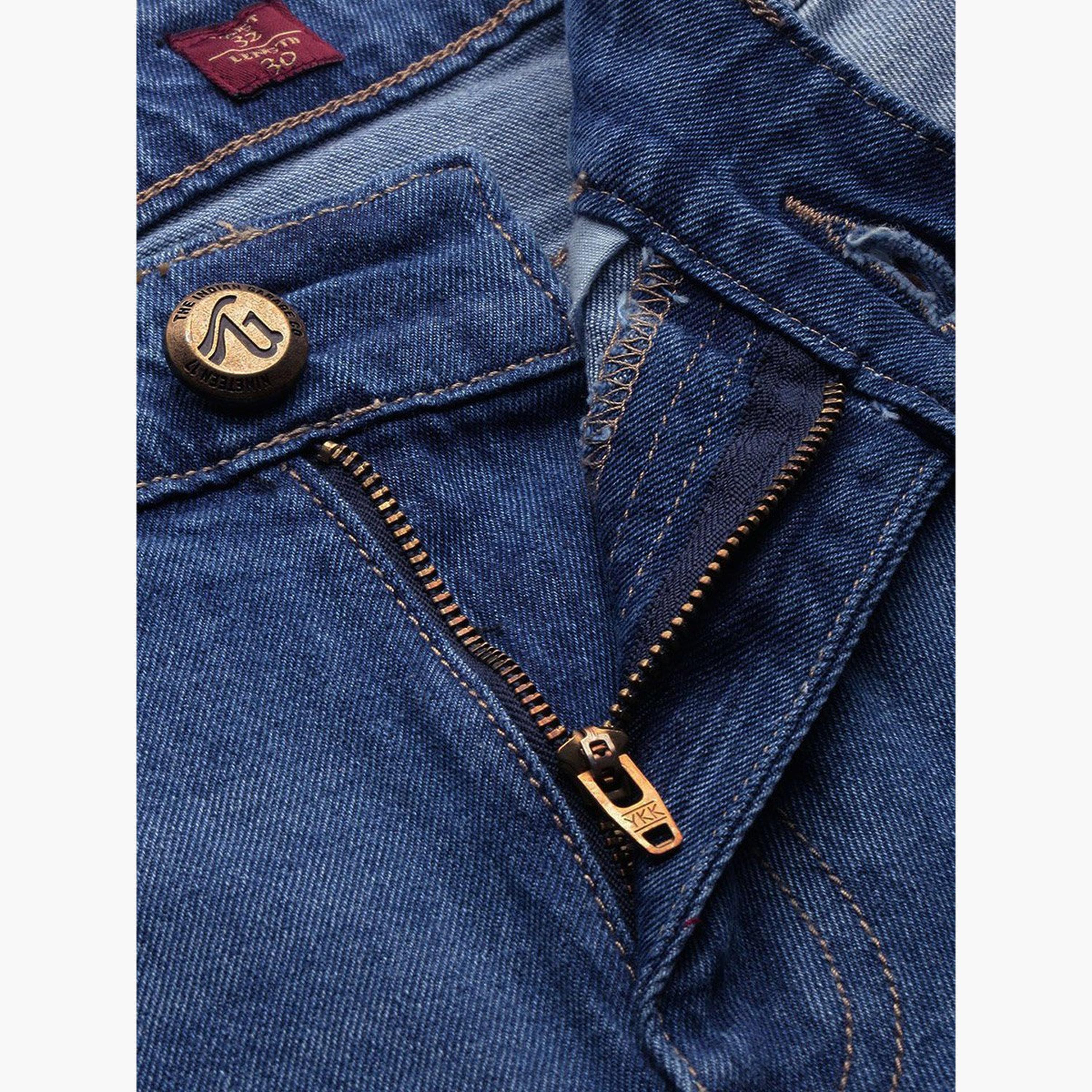 ذا انديان كراج كو × ستايلي - بنطال جينز للرجال أزرق تصميم ضيق وخصر متوسط-men-clothing-bottoms-jeans-image-4