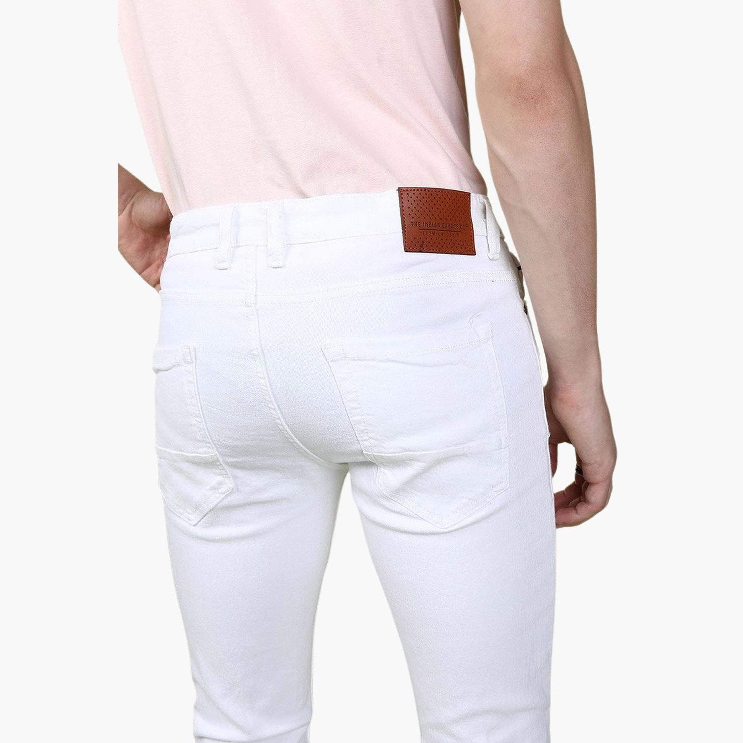 ذا انديان كراج كو × ستايلي - بنطال جينز للرجال أبيض تصميم ضيق وخصر متوسط-men-clothing-bottoms-jeans-image-5