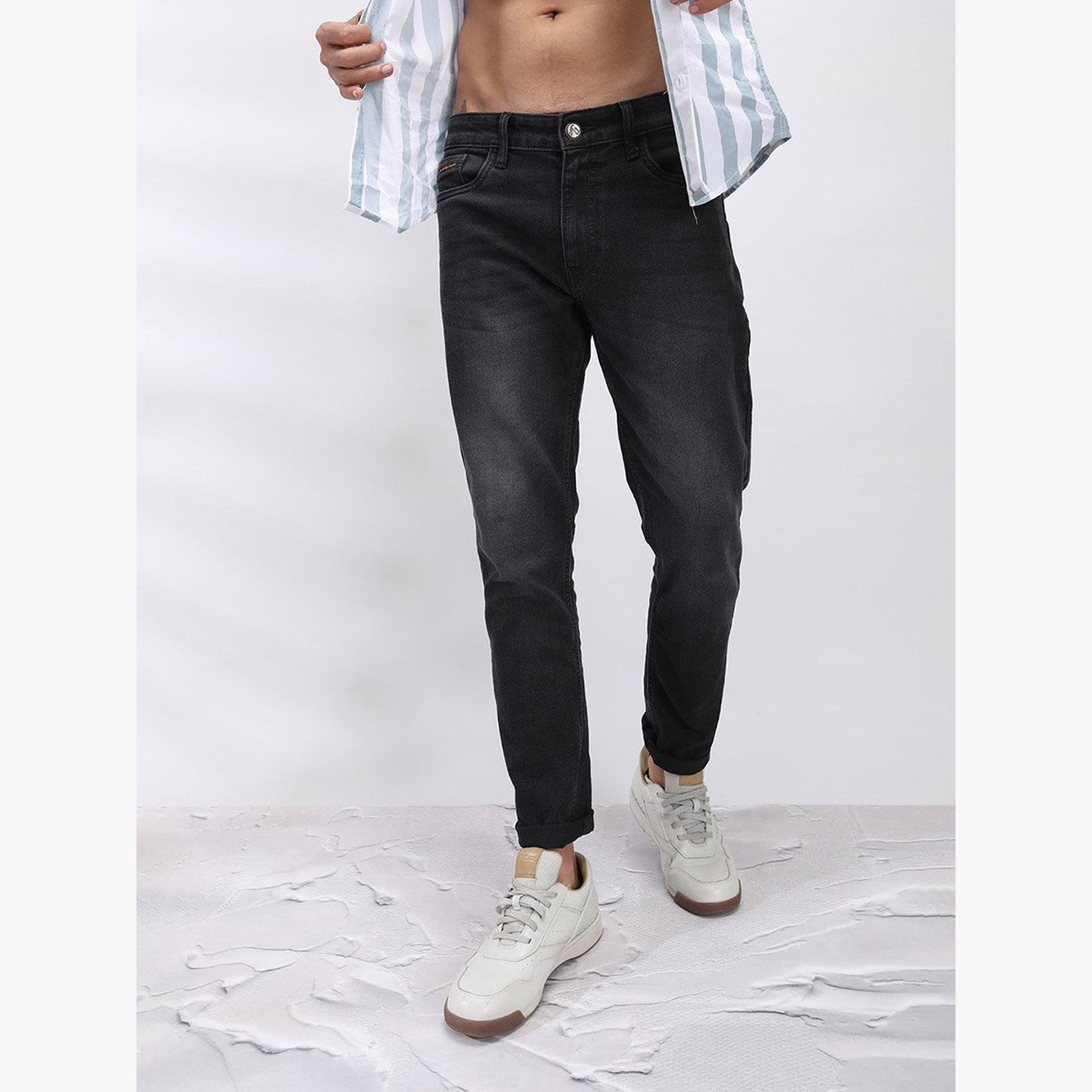 ذا انديان كراج كو × ستايلي - بنطال جينز للرجال ضيق باللون الأسود-men-clothing-bottoms-jeans-image-1