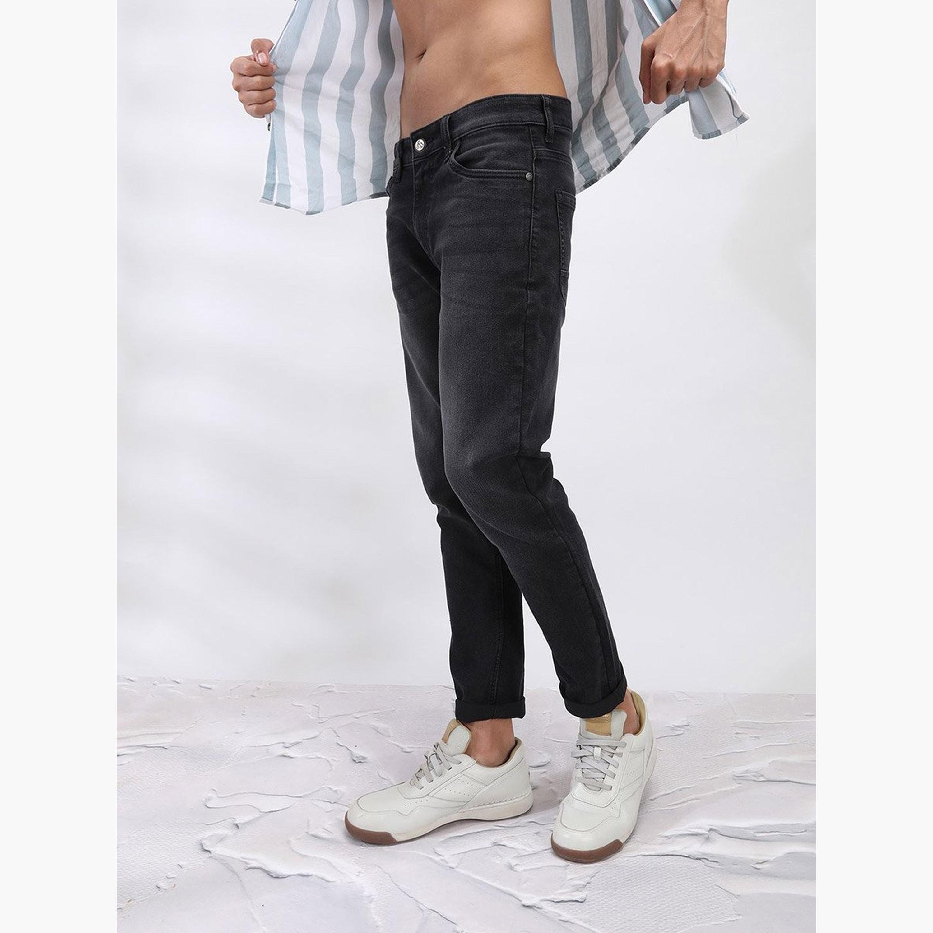 The Indian Garage Co X Styli Men Dark Wash Slim Fit Black Jeans-men-clothing-bottoms-jeans-image-2