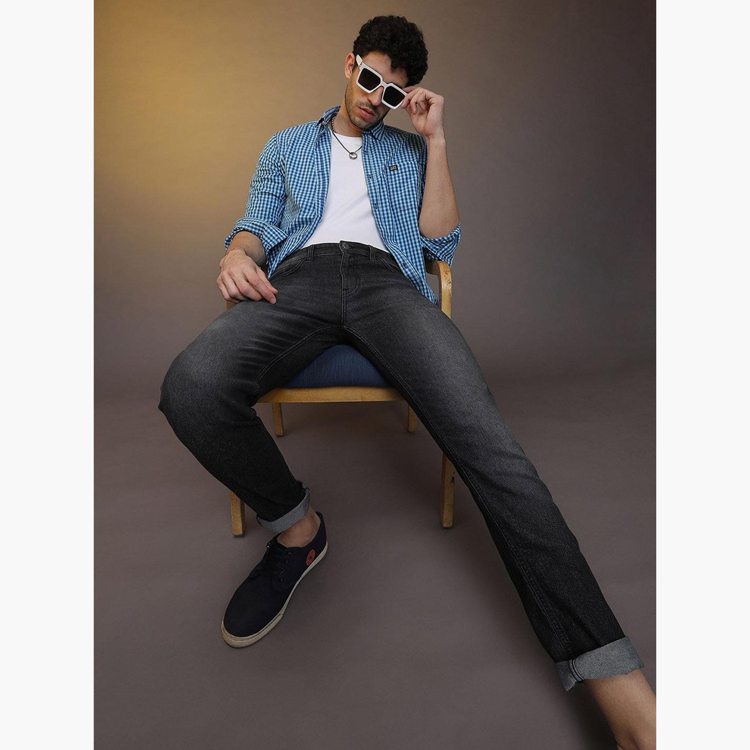ذا انديان كراج كو × ستايلي - بنطال جينز للرجال ضيق داكن اللون-men-clothing-bottoms-jeans-image-3