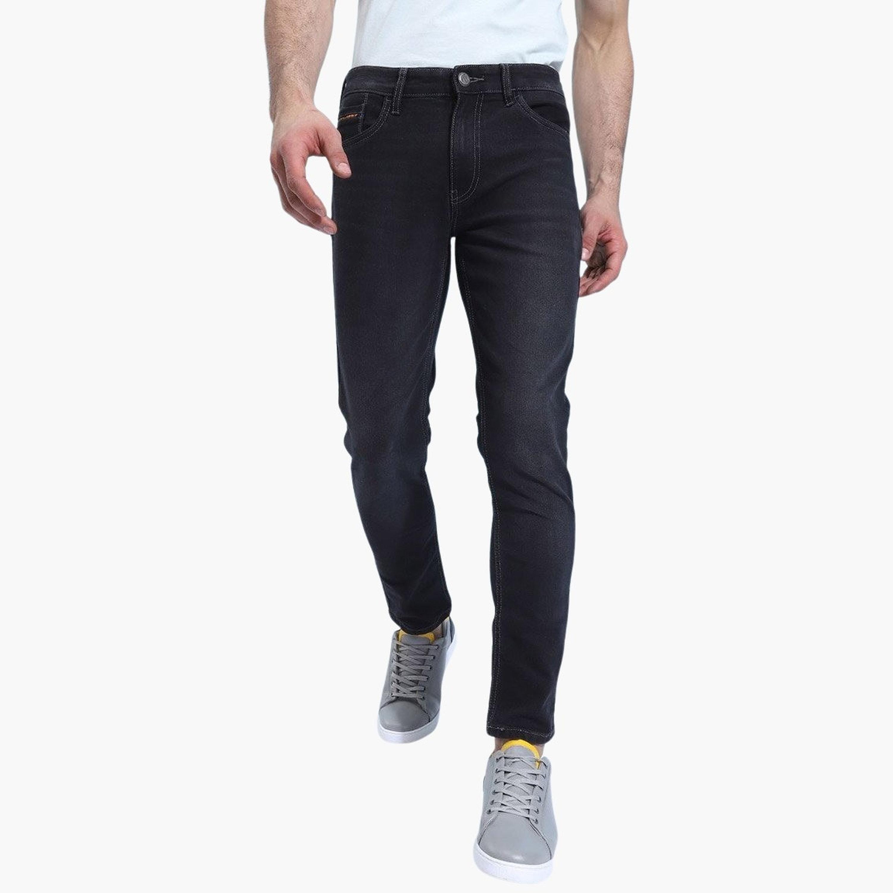 ذا انديان كراج كو × ستايلي - بنطال جينز للرجال ضيق باللون الأسود-men-clothing-bottoms-jeans-image-1