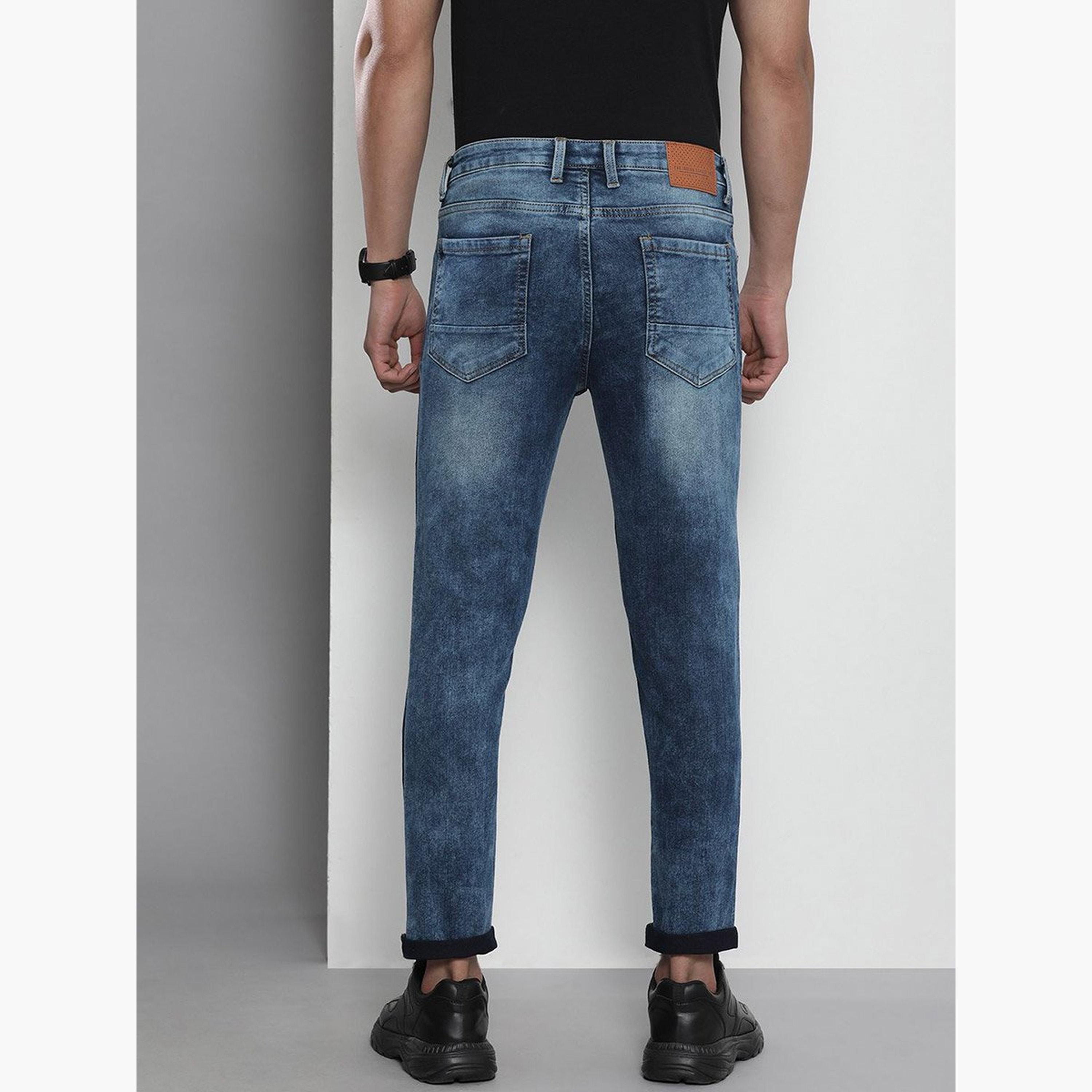ذا انديان كراج كو × ستايلي - بنطال جينز للرجال تصميم ضيق وباهتة وخصر متوسط-men-clothing-bottoms-jeans-image-3