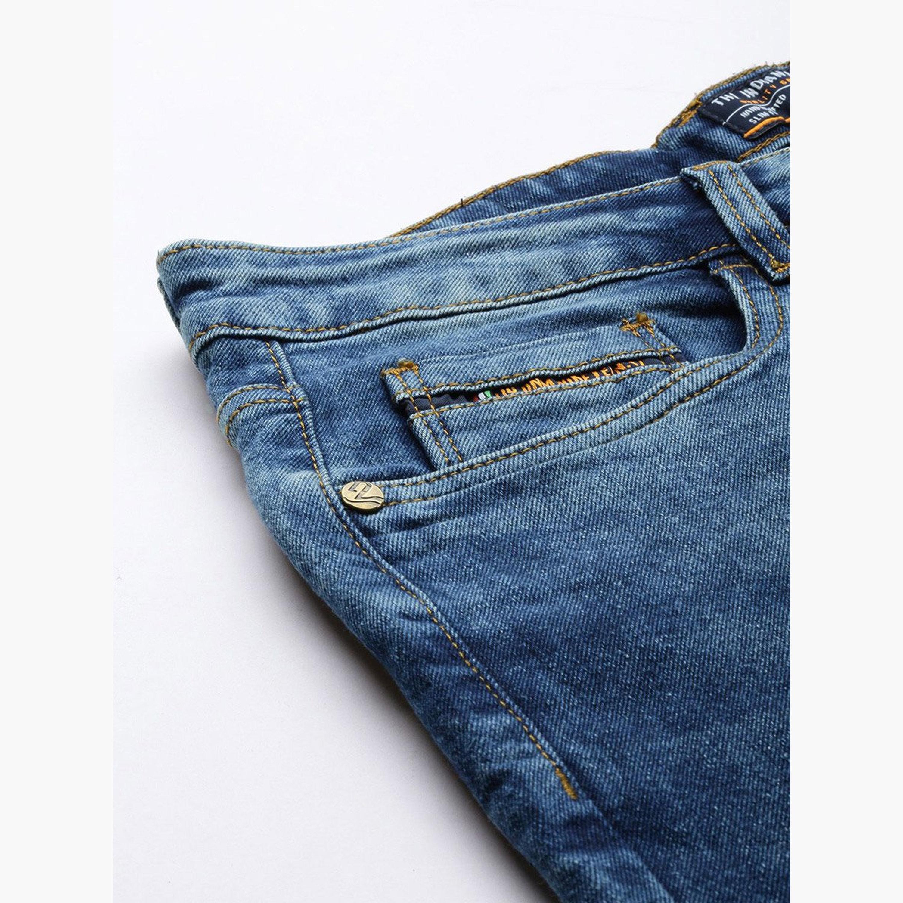 ذا انديان كراج كو × ستايلي - بنطال جينز للرجال تصميم ضيق وباهتة وخصر متوسط-men-clothing-bottoms-jeans-image-6