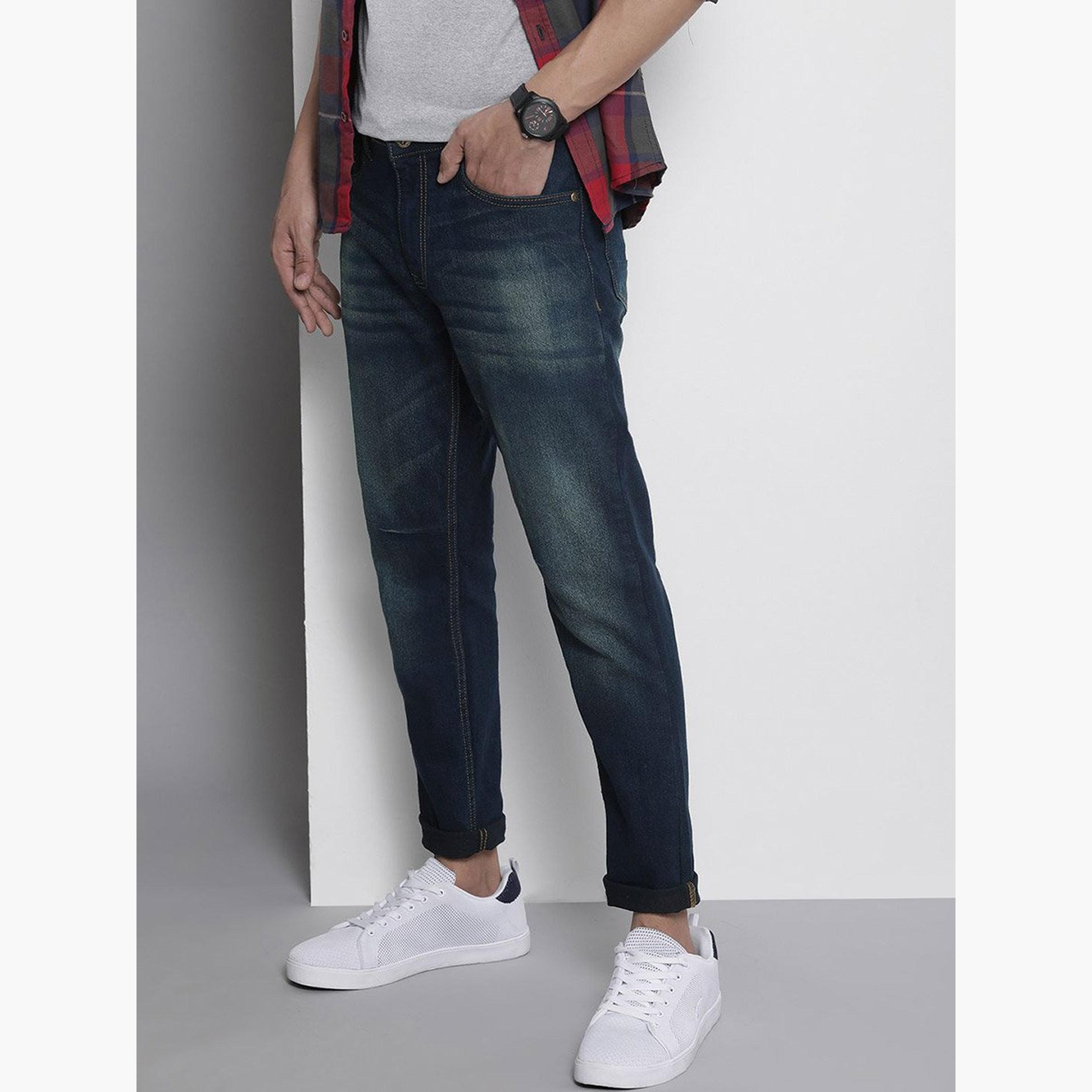 The Indian Garage Co X Styli Men Mid Rise Faded Slim Fit Jeans-men-clothing-bottoms-jeans-image-1