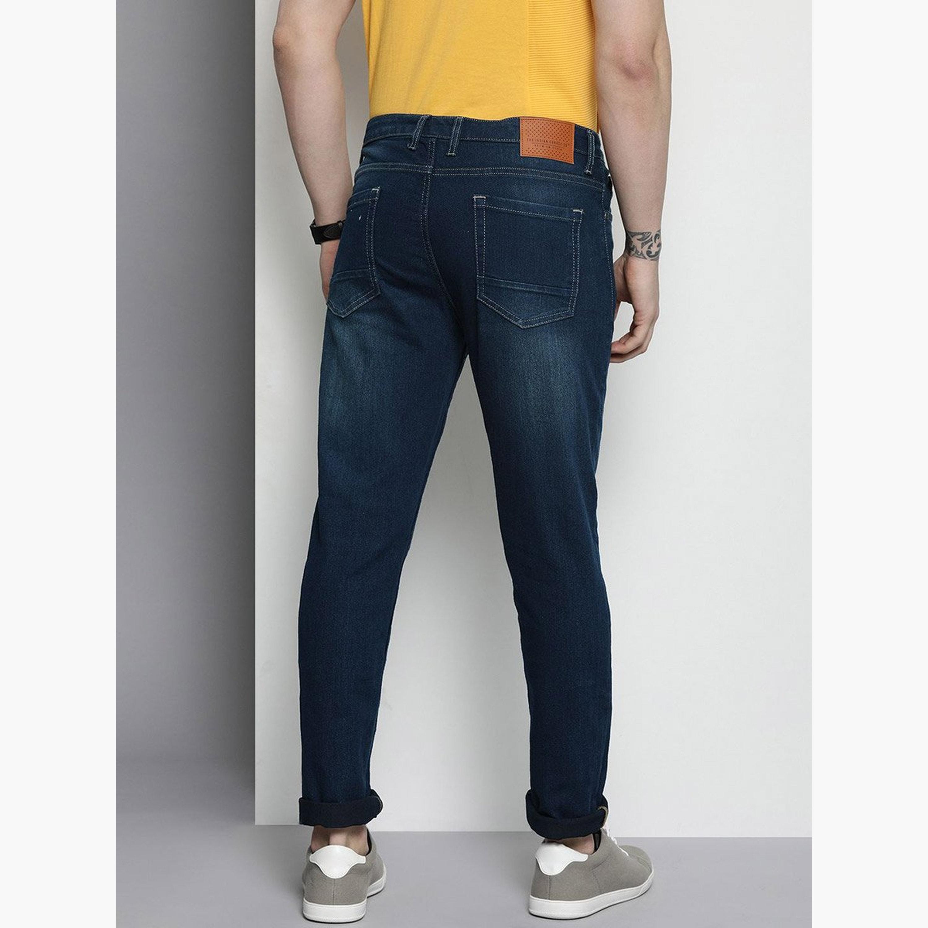 ذا انديان كراج كو × ستايلي - بنطال جينز للرجال ضيق متوسط ​​الارتفاع بغسيل داكن-men-clothing-bottoms-jeans-image-3