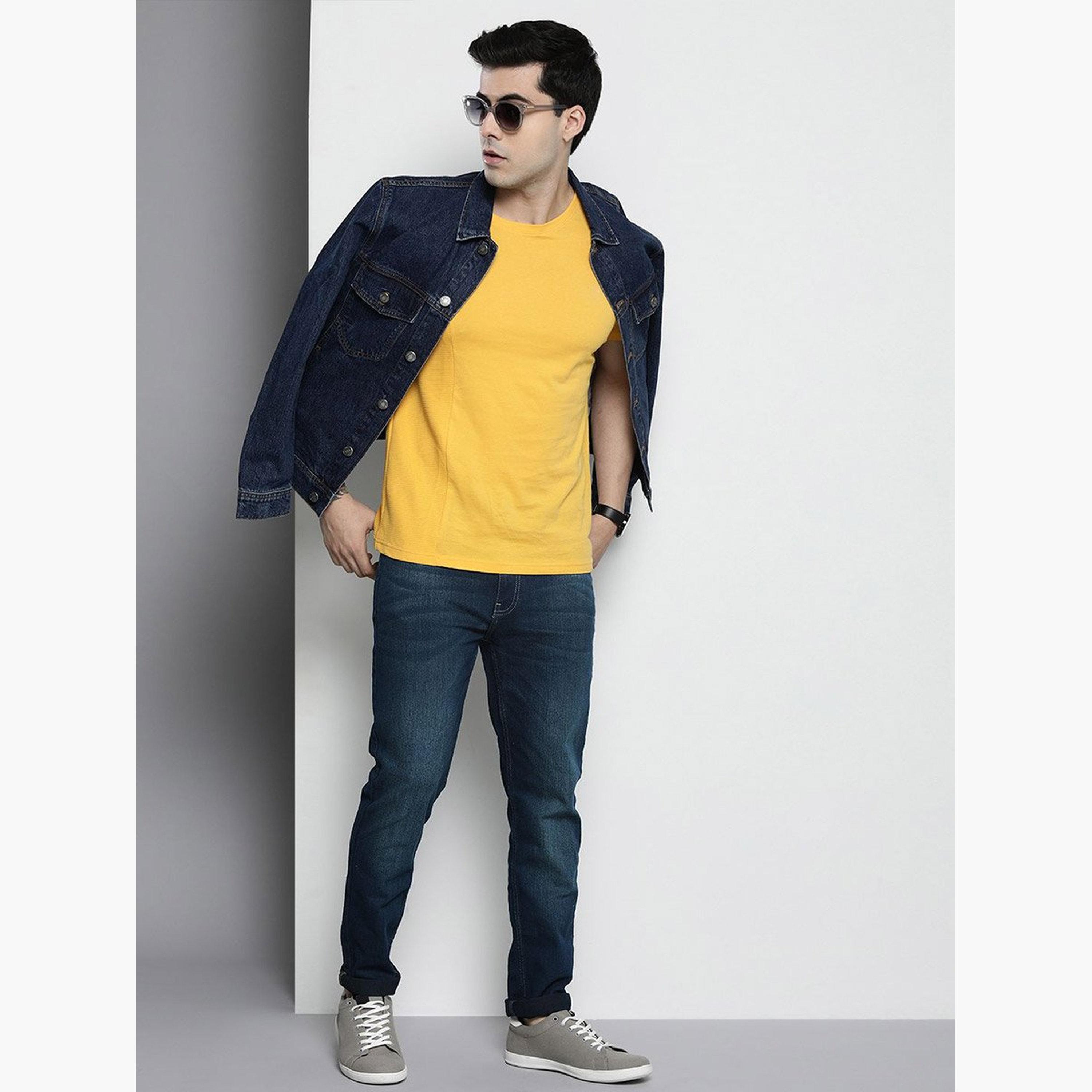 ذا انديان كراج كو × ستايلي - بنطال جينز للرجال ضيق متوسط ​​الارتفاع بغسيل داكن-men-clothing-bottoms-jeans-image-5