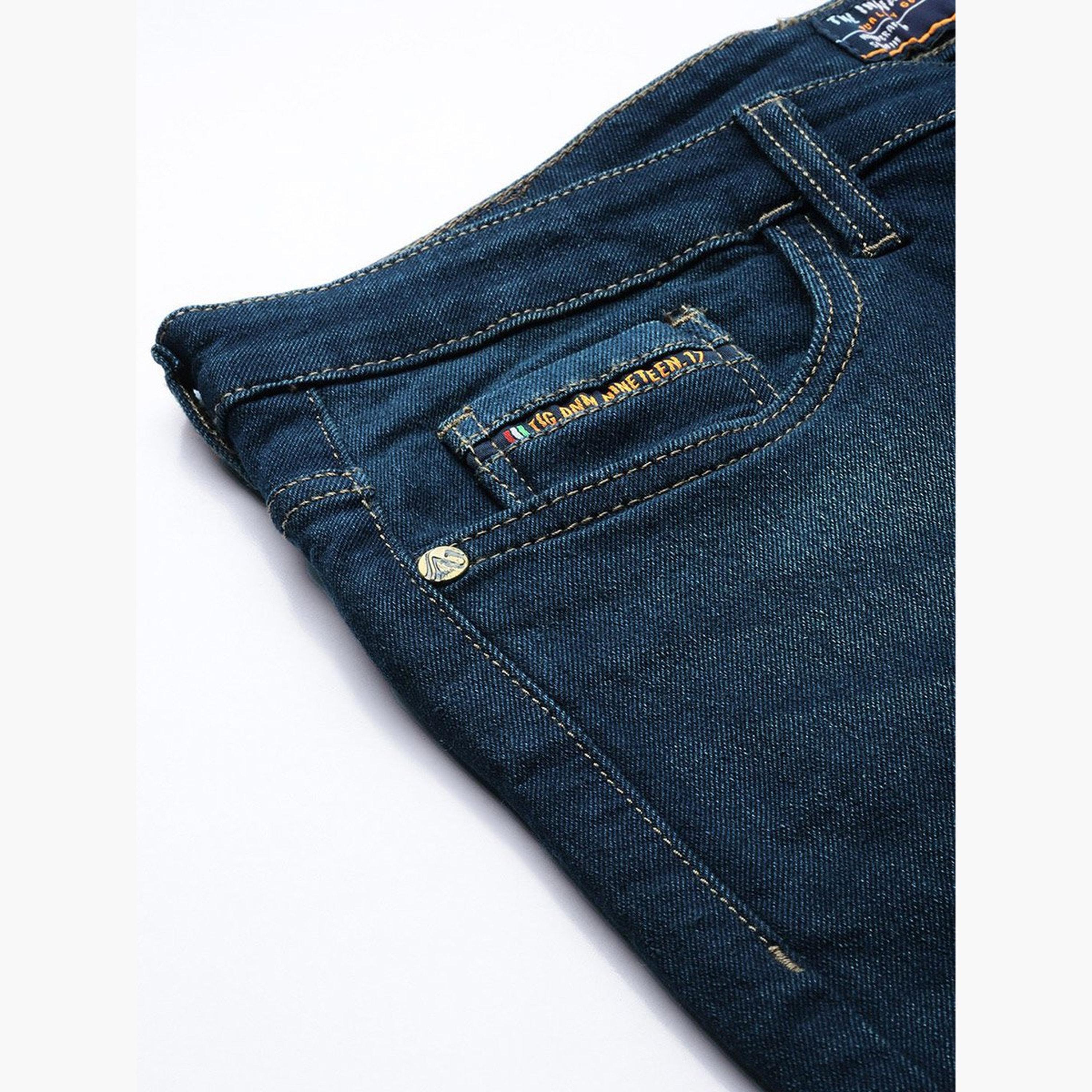 ذا انديان كراج كو × ستايلي - بنطال جينز للرجال ضيق متوسط ​​الارتفاع بغسيل داكن-men-clothing-bottoms-jeans-image-6