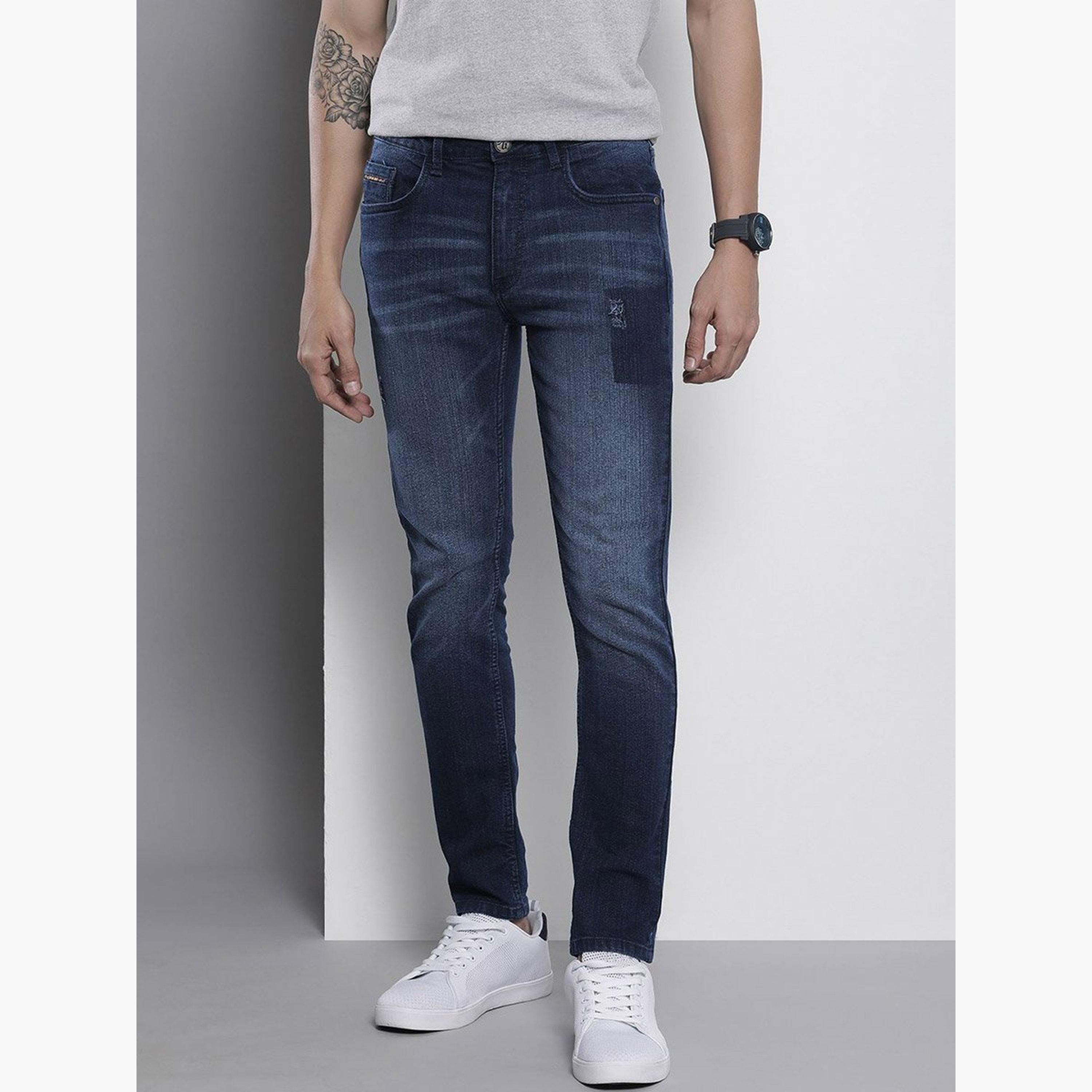ذا انديان كراج كو × ستايلي - بنطال جينز للرجال ضيق باهت متوسط ​​الارتفاع-men-clothing-bottoms-jeans-image-1