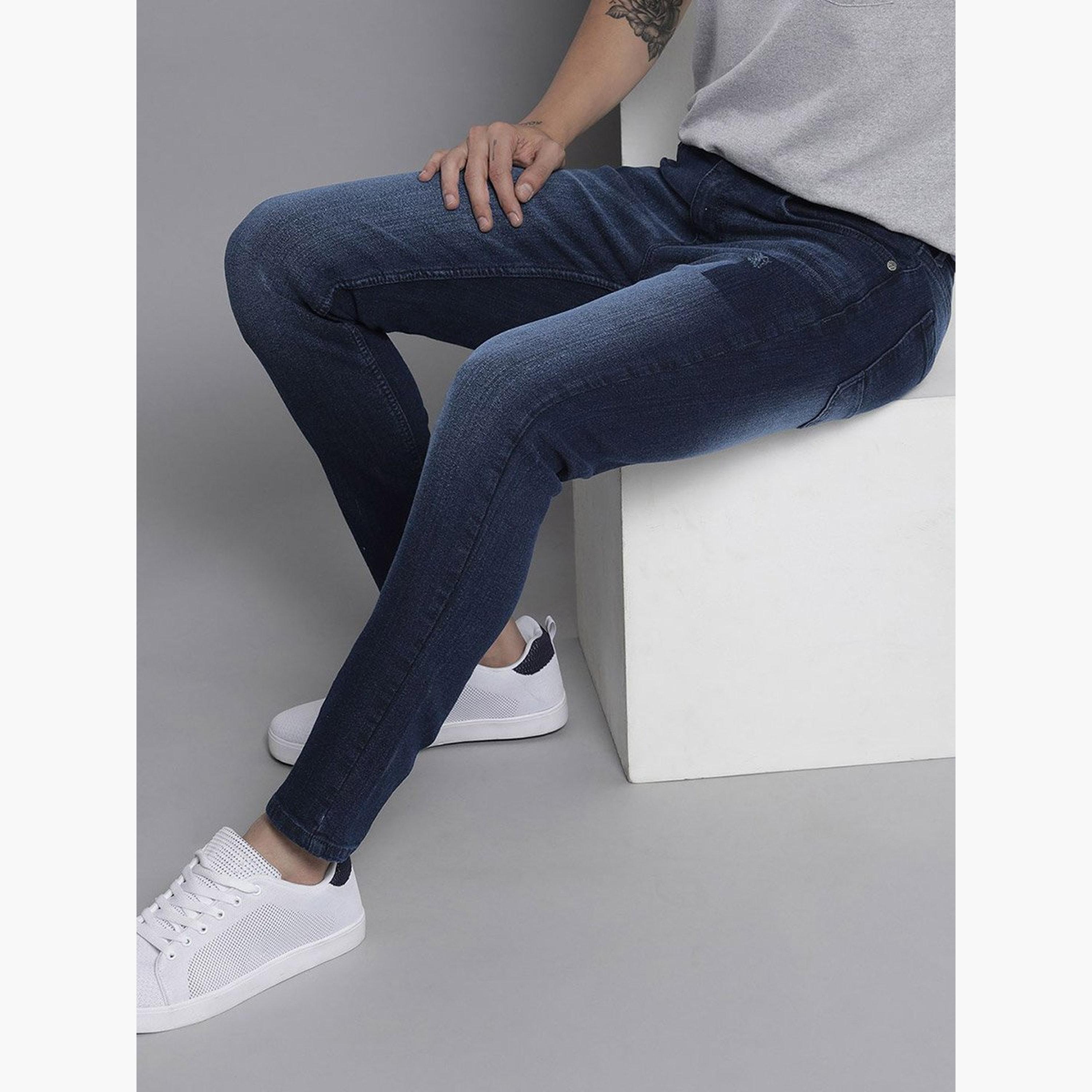 ذا انديان كراج كو × ستايلي - بنطال جينز للرجال ضيق باهت متوسط ​​الارتفاع-men-clothing-bottoms-jeans-image-2