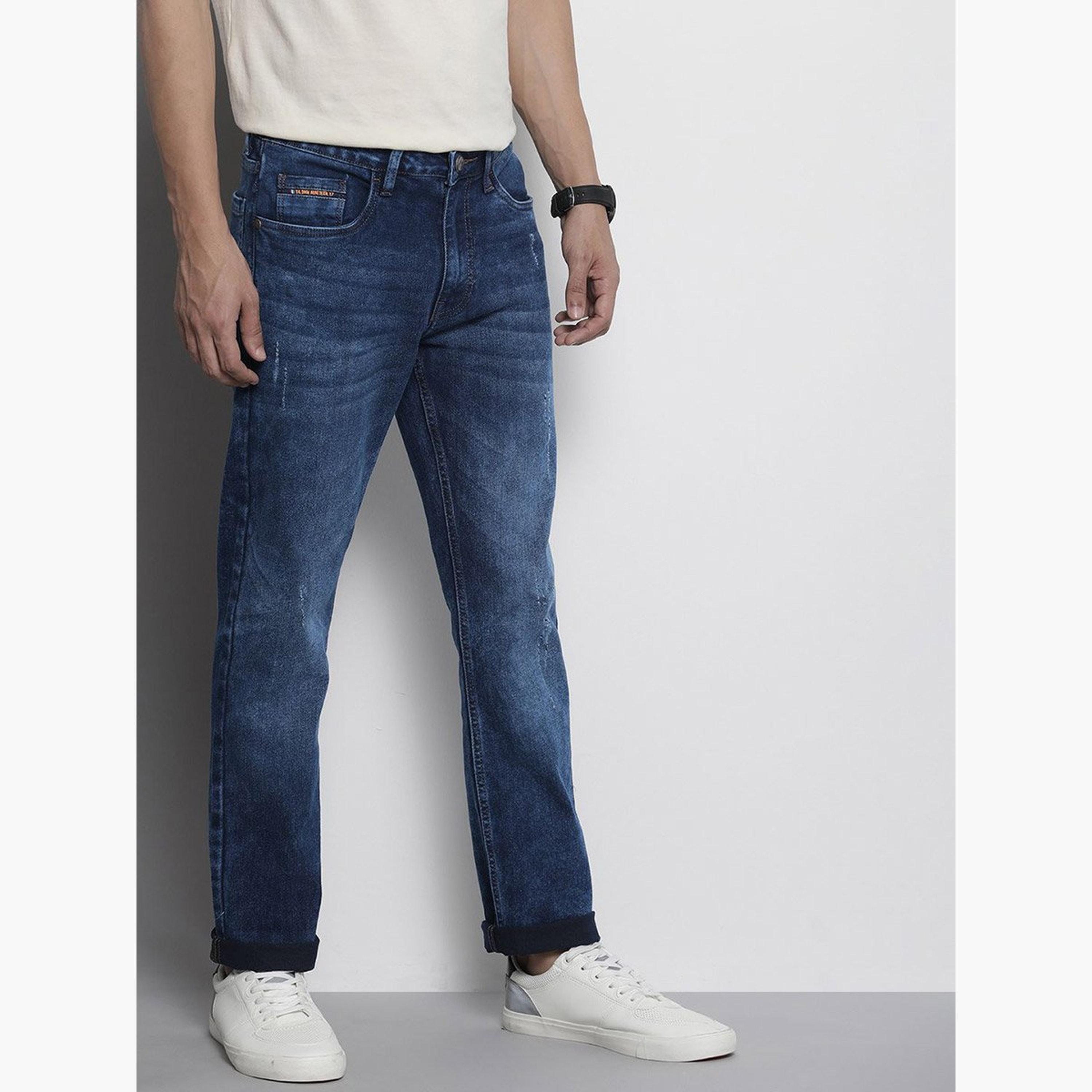 ذا انديان كراج كو × ستايلي - بنطال جينز للرجال تصميم ضيق وباهتة وخصر متوسط-men-clothing-bottoms-jeans-image-2