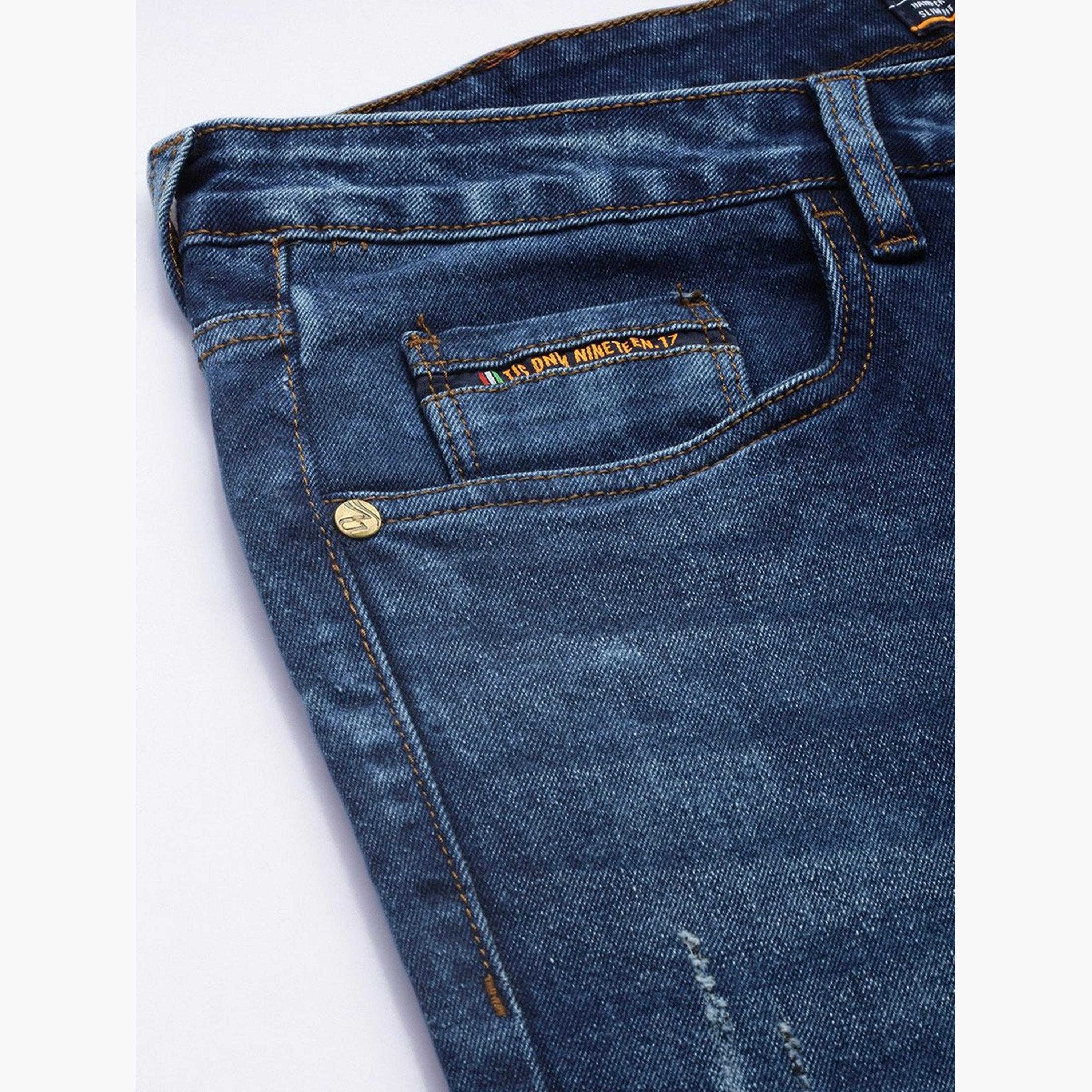 ذا انديان كراج كو × ستايلي - بنطال جينز للرجال تصميم ضيق وباهتة وخصر متوسط-men-clothing-bottoms-jeans-image-6
