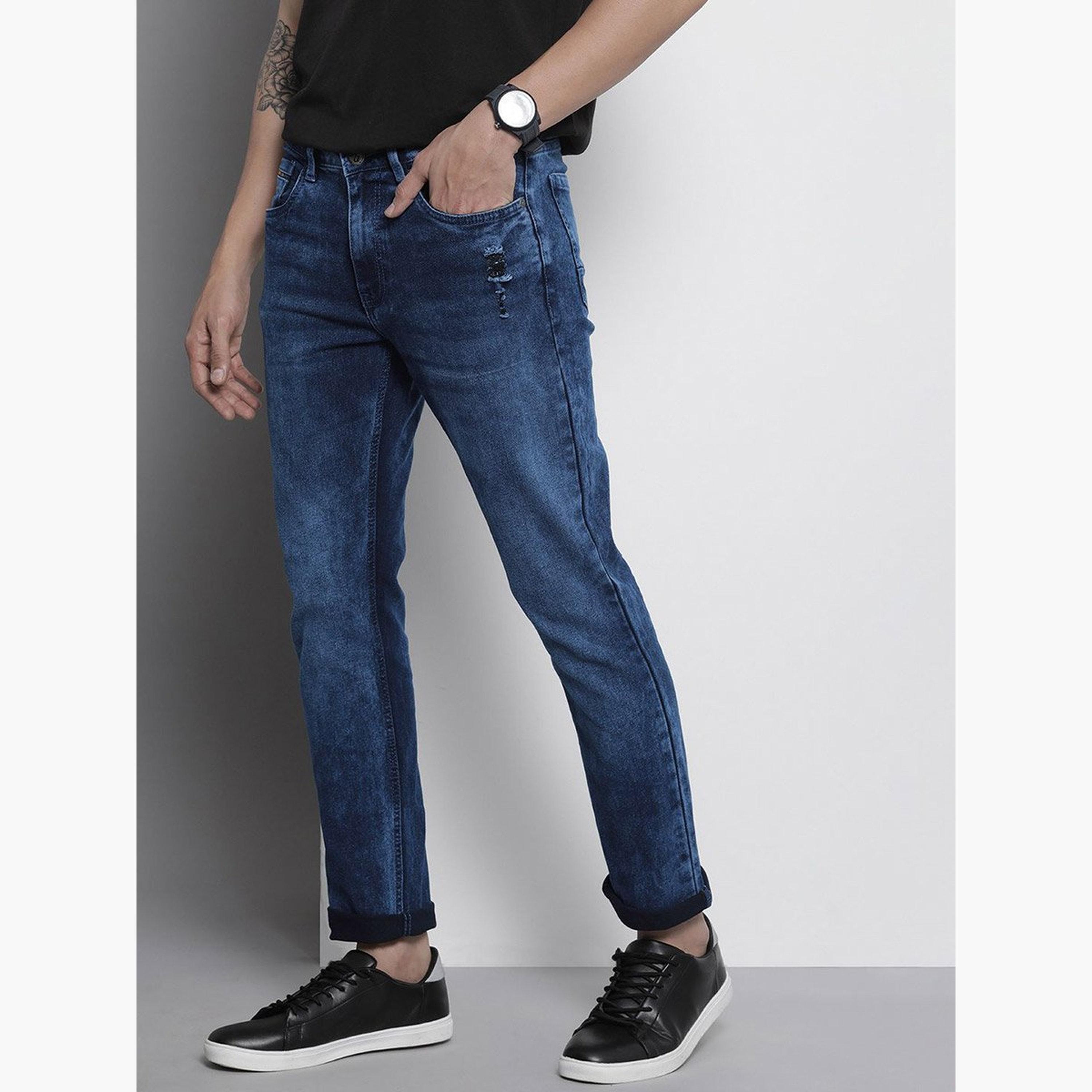 ذا انديان كراج كو × ستايلي - بنطال جينز للرجال تصميم ضيق وباهتة وخصر متوسط-men-clothing-bottoms-jeans-image-2