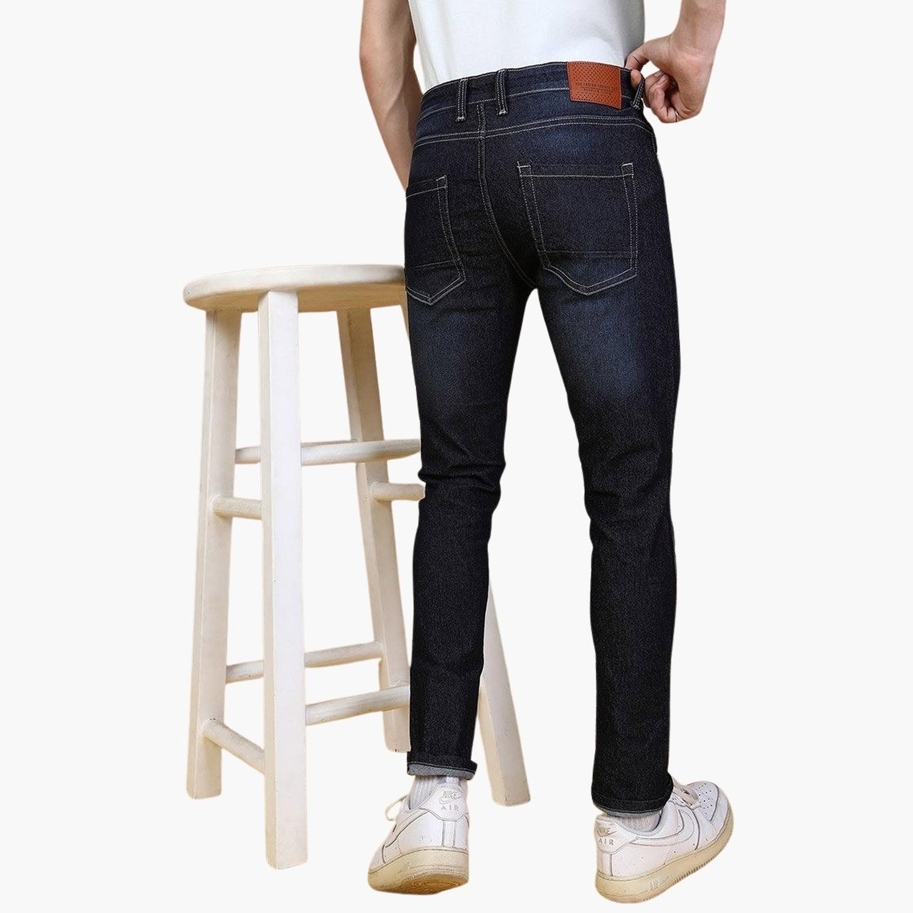 ذا انديان كراج كو × ستايلي - بنطال جينز للرجال ضيق داكن اللون-men-clothing-bottoms-jeans-image-2
