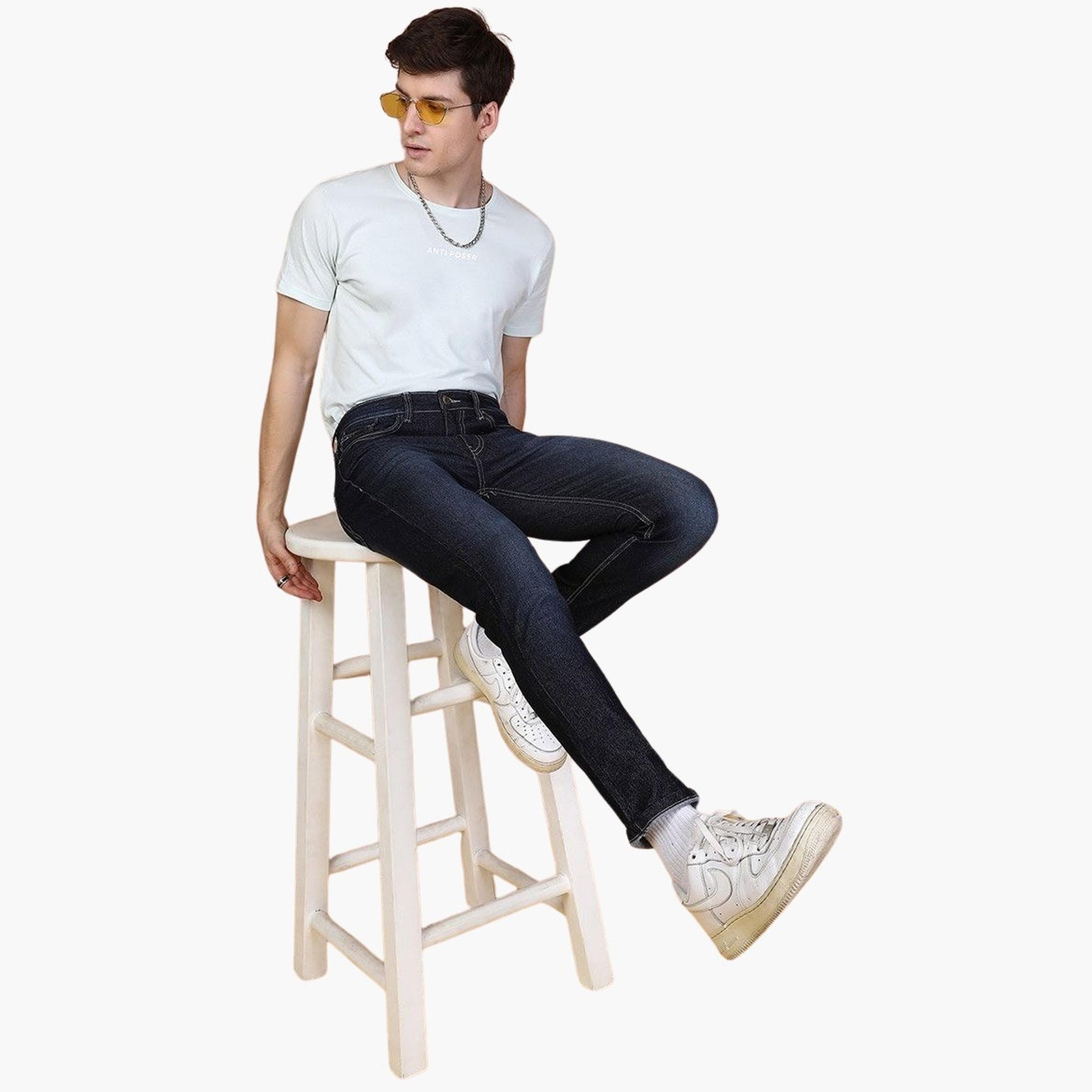 ذا انديان كراج كو × ستايلي - بنطال جينز للرجال ضيق داكن اللون-men-clothing-bottoms-jeans-image-6