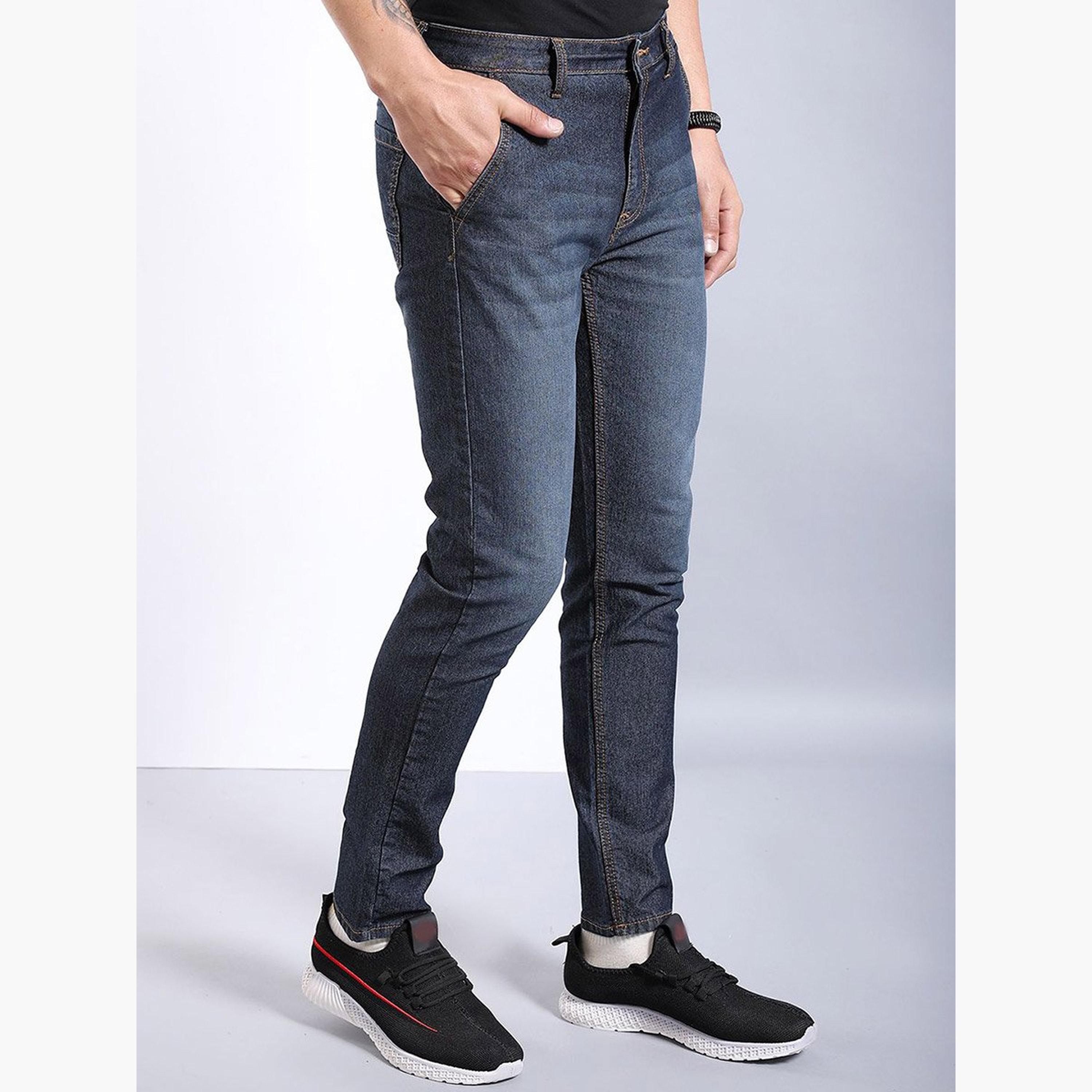 ذا انديان كراج كو × ستايلي - بنطال جينز للرجال ضيق باللون الأزرق الداكن-men-clothing-bottoms-jeans-image-2