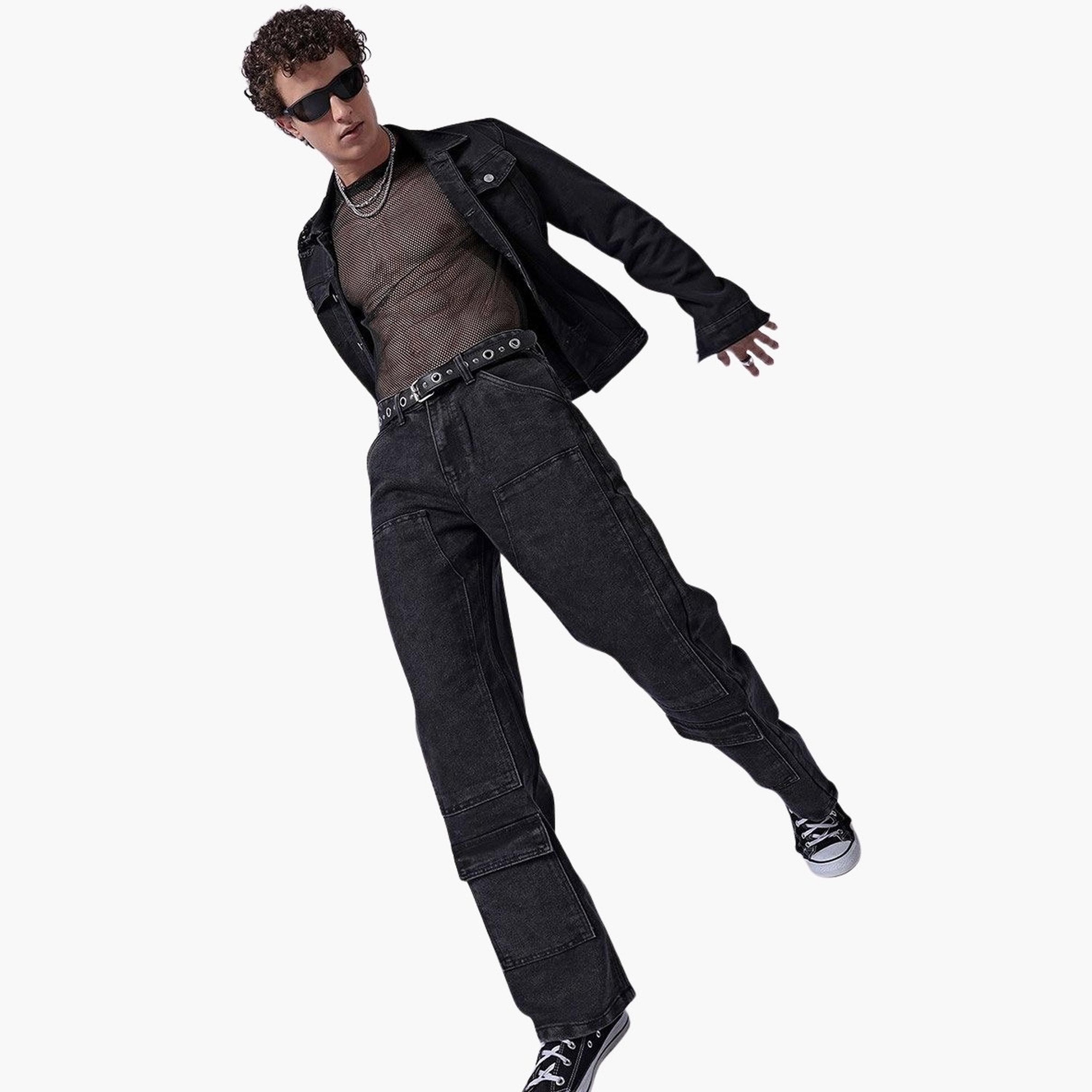 ذا انديان كراج كو × ستايلي - بنطال جينز للرجال واسع داكن اللون-men-clothing-bottoms-jeans-image-5