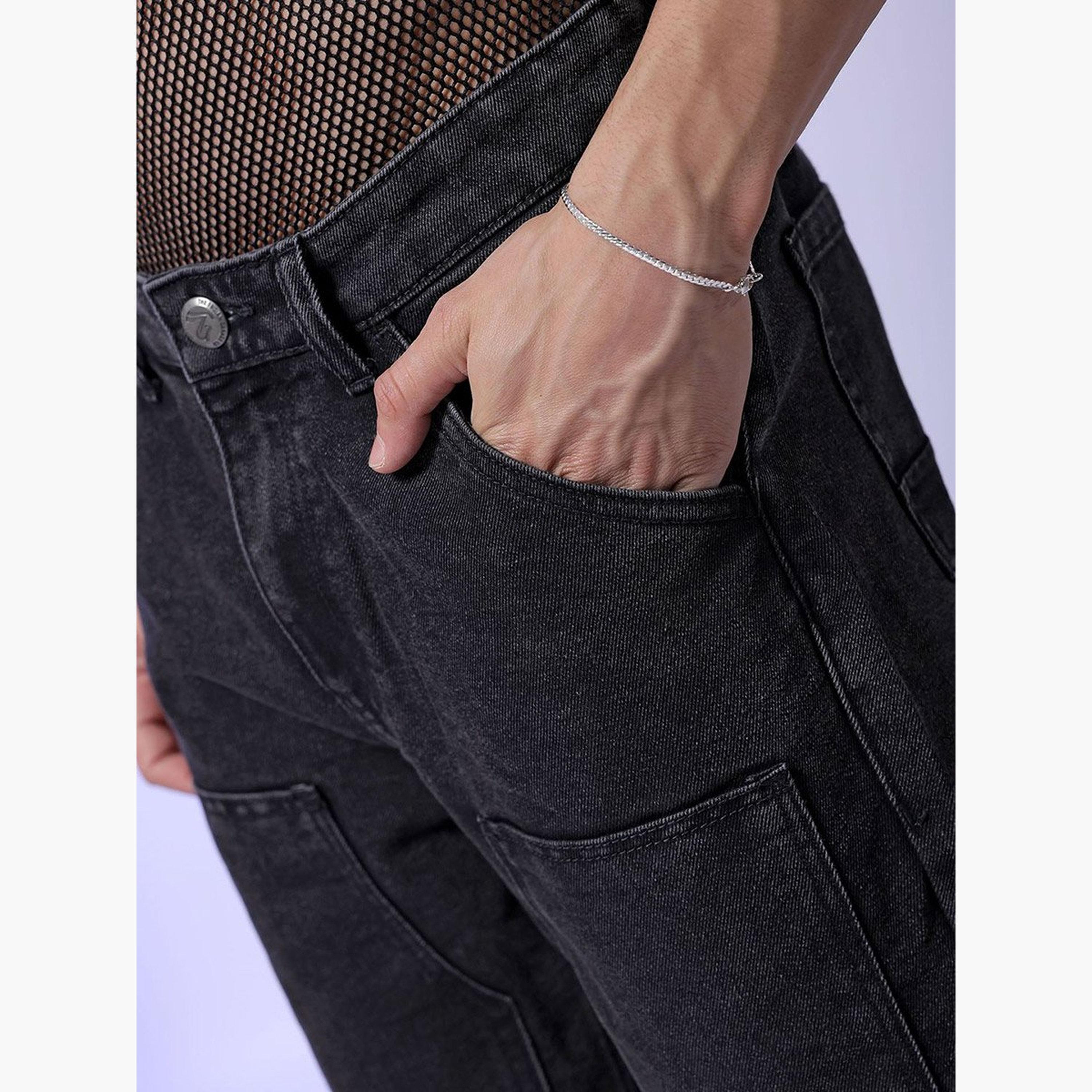ذا انديان كراج كو × ستايلي - بنطال جينز للرجال واسع داكن اللون-men-clothing-bottoms-jeans-image-6