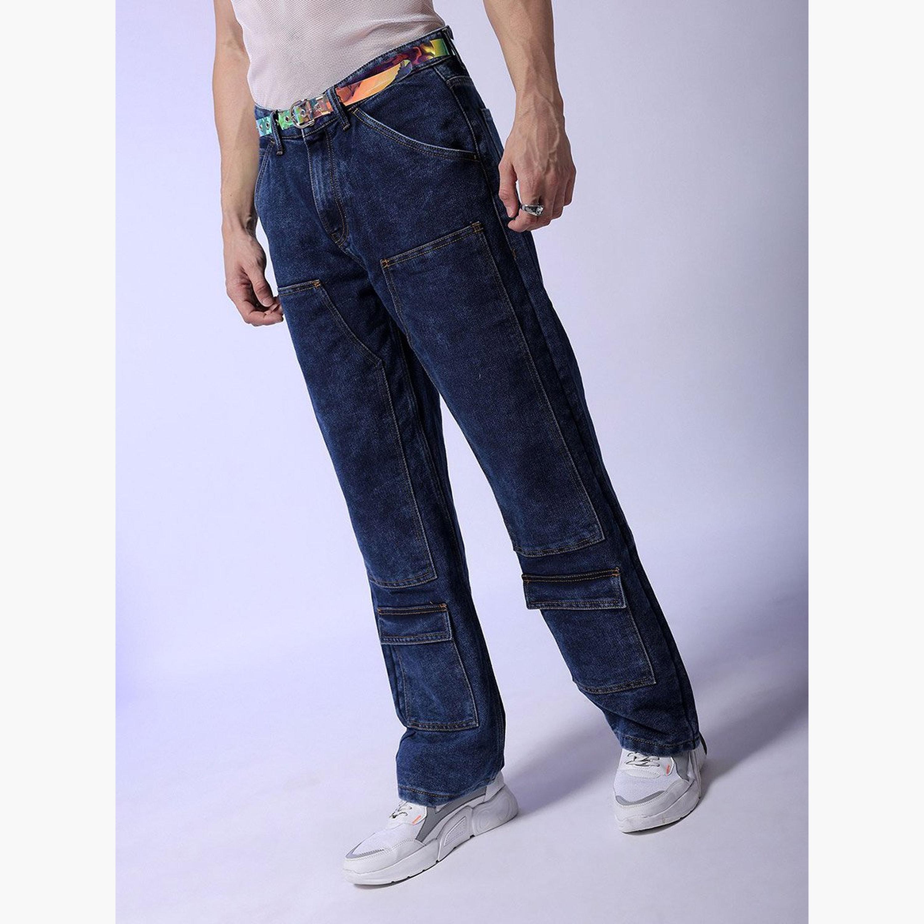 The Indian Garage Co X Styli Men Dark Wash Baggy Cargo Jeans-men-clothing-bottoms-jeans-image-1