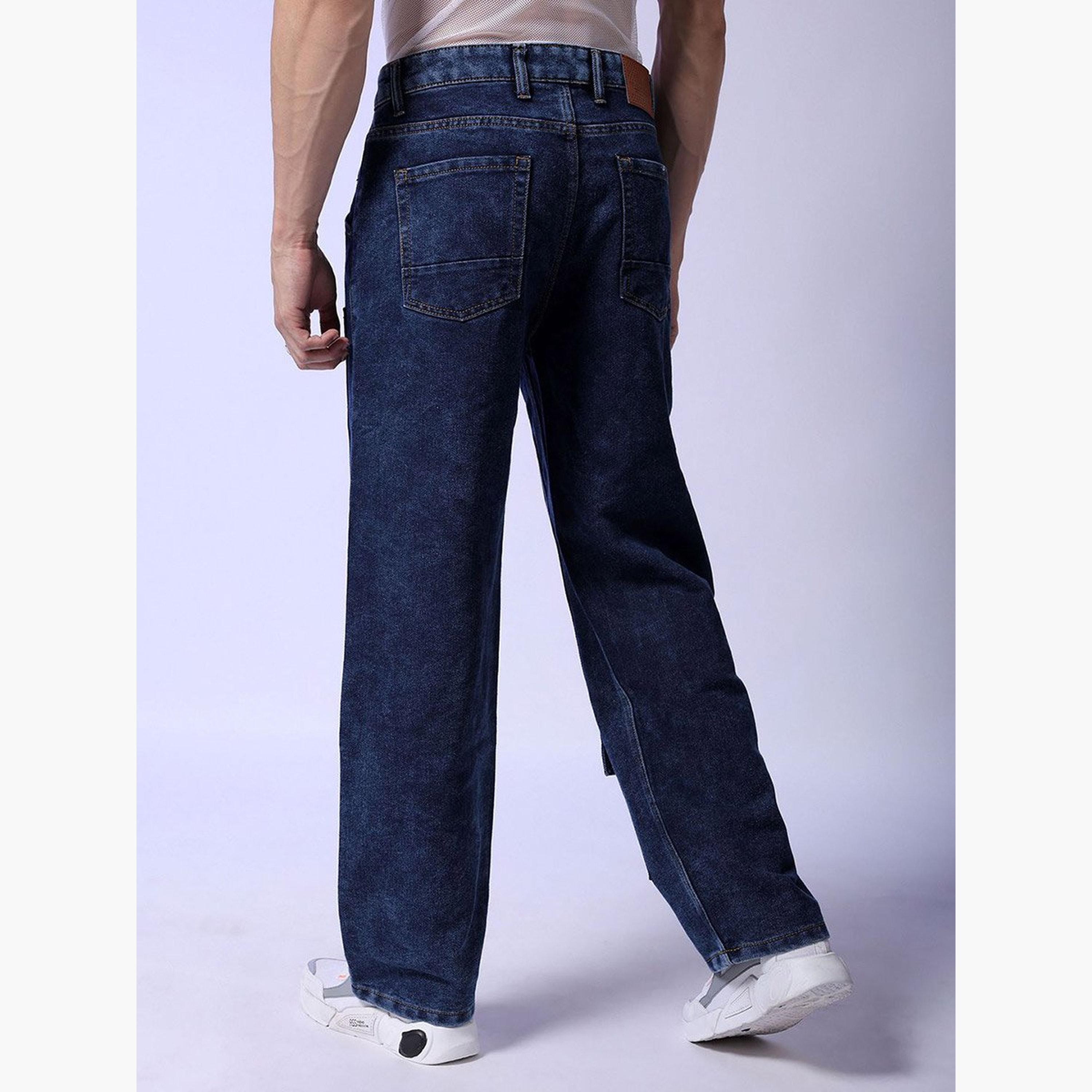 ذا انديان كراج كو × ستايلي - بنطال جينز للرجال واسع داكن اللون-men-clothing-bottoms-jeans-image-3
