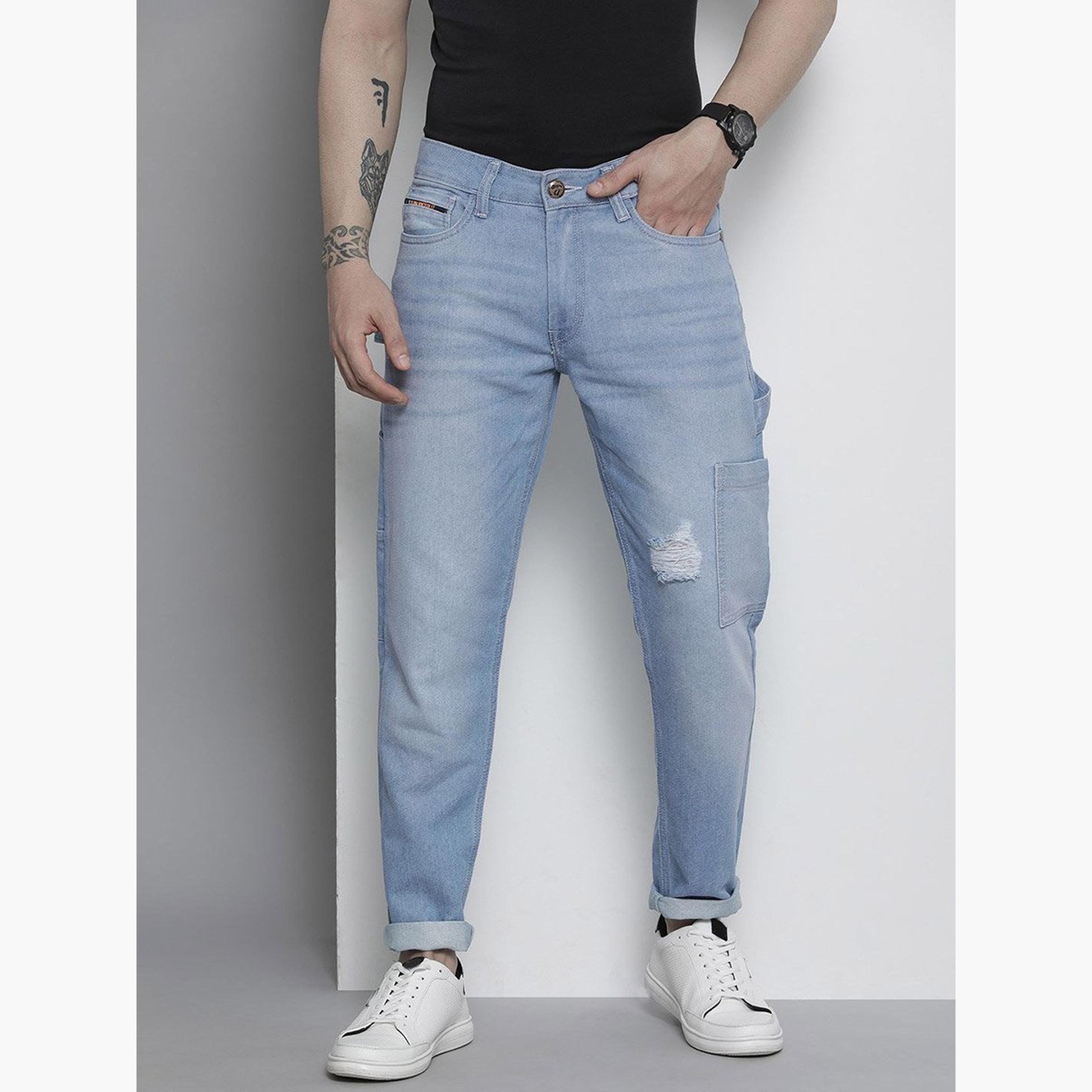 ذا انديان كراج كو × ستايلي - بنطال جينز للرجال خفيف الوزن قصة عادية-men-clothing-bottoms-jeans-image-1