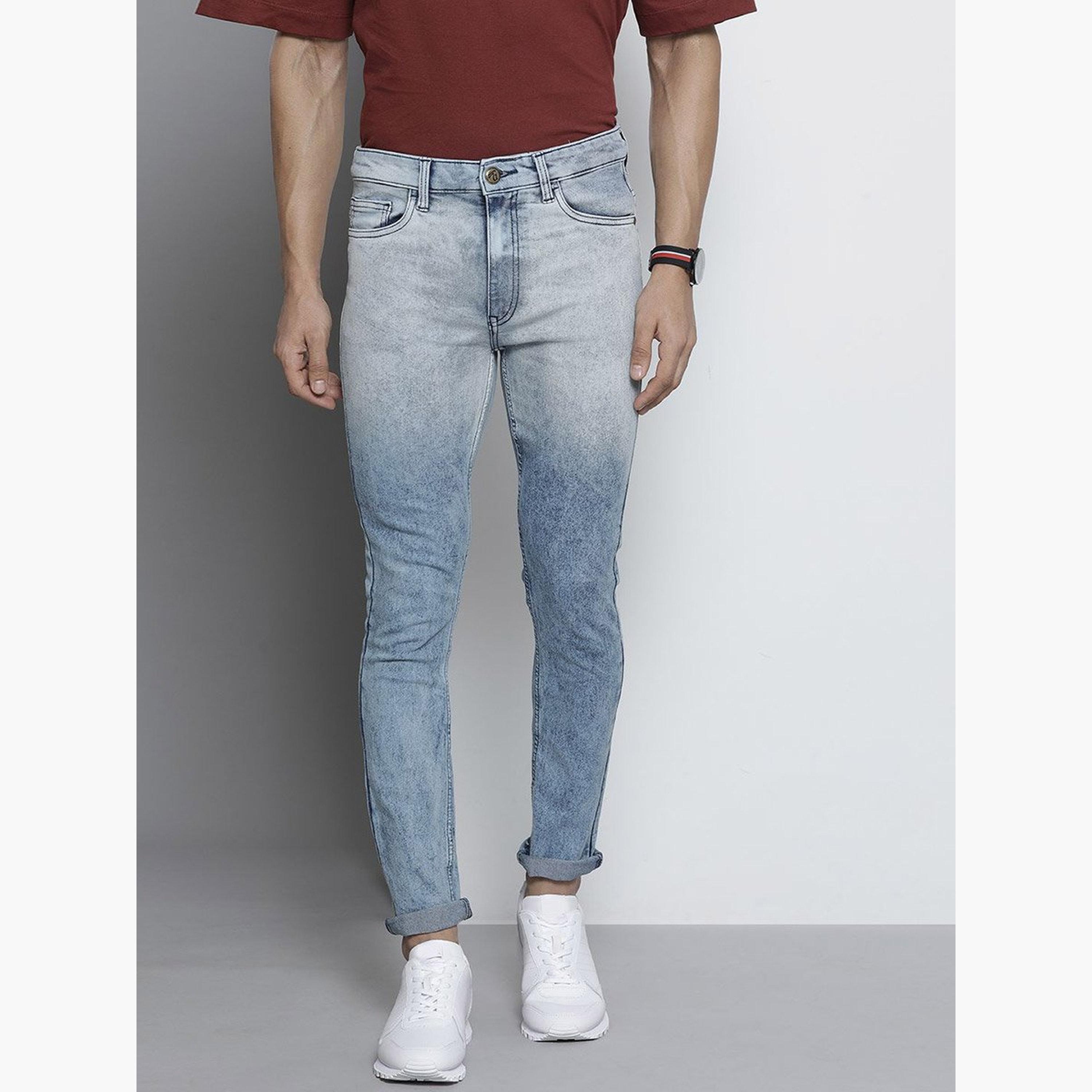 ذا انديان كراج كو × ستايلي - بنطال جينز للرجال تصميم ضيق وخصر متوسط ​​وباهت-men-clothing-bottoms-jeans-image-1