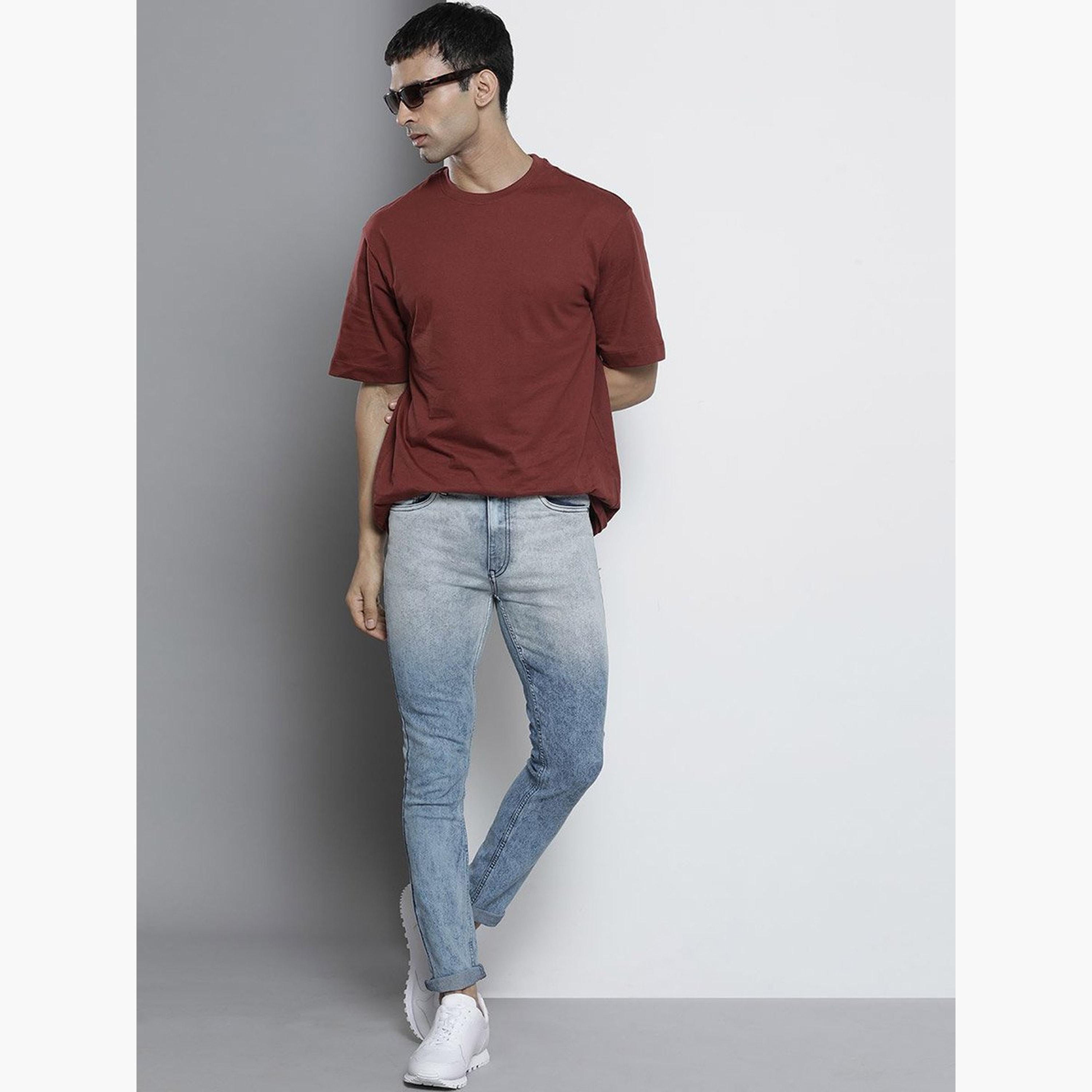 ذا انديان كراج كو × ستايلي - بنطال جينز للرجال تصميم ضيق وخصر متوسط ​​وباهت-men-clothing-bottoms-jeans-image-5