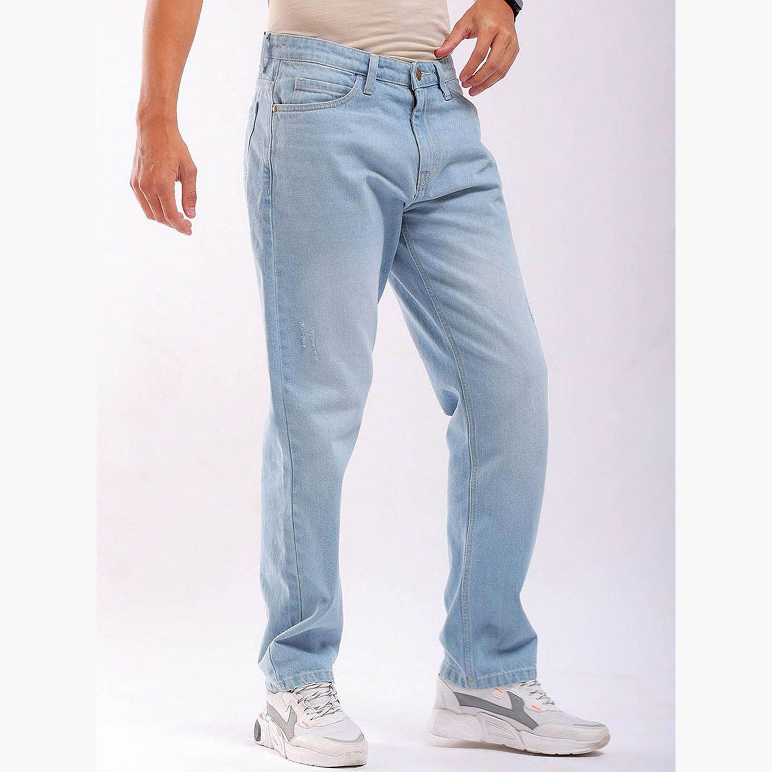 ذا انديان كراج كو × ستايلي - بنطال جينز للرجال متوسط ​​الارتفاع بقصّة مستقيمة-men-clothing-bottoms-jeans-image-1