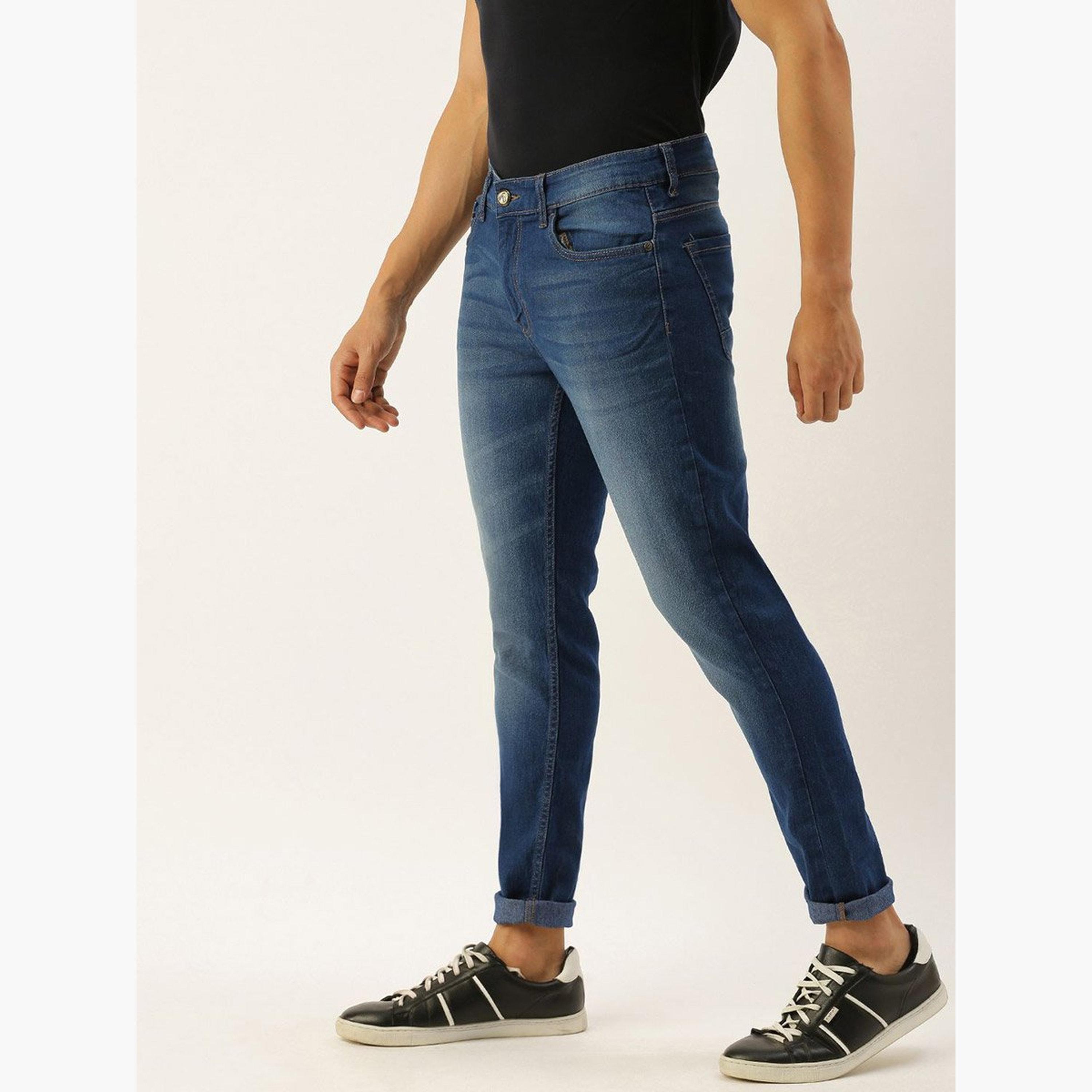 ذا انديان كراج كو × ستايلي - بنطال جينز للرجال تصميم ضيق وباهتة وخصر متوسط-men-clothing-bottoms-jeans-image-2