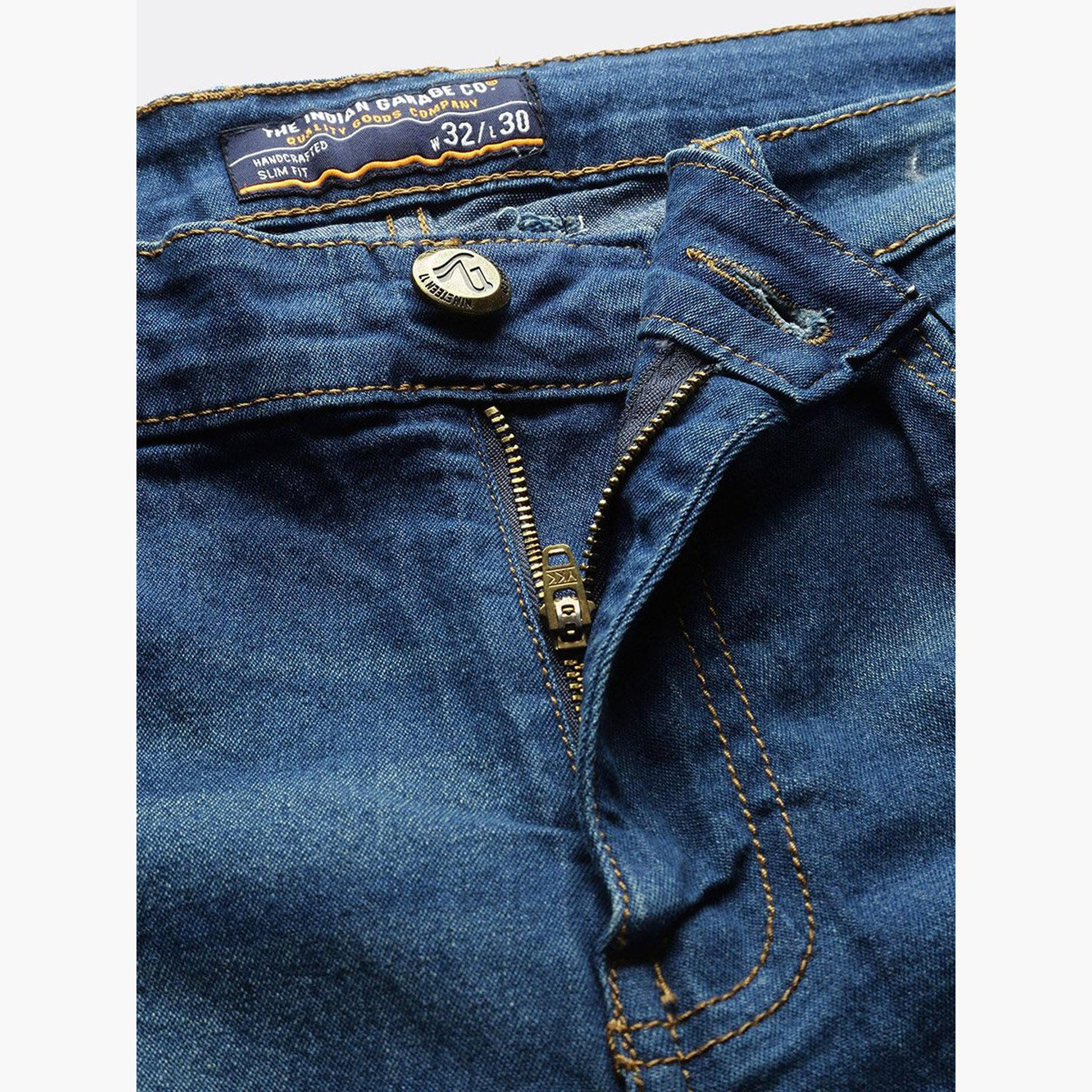 ذا انديان كراج كو × ستايلي - بنطال جينز للرجال تصميم ضيق وباهتة وخصر متوسط-men-clothing-bottoms-jeans-image-4