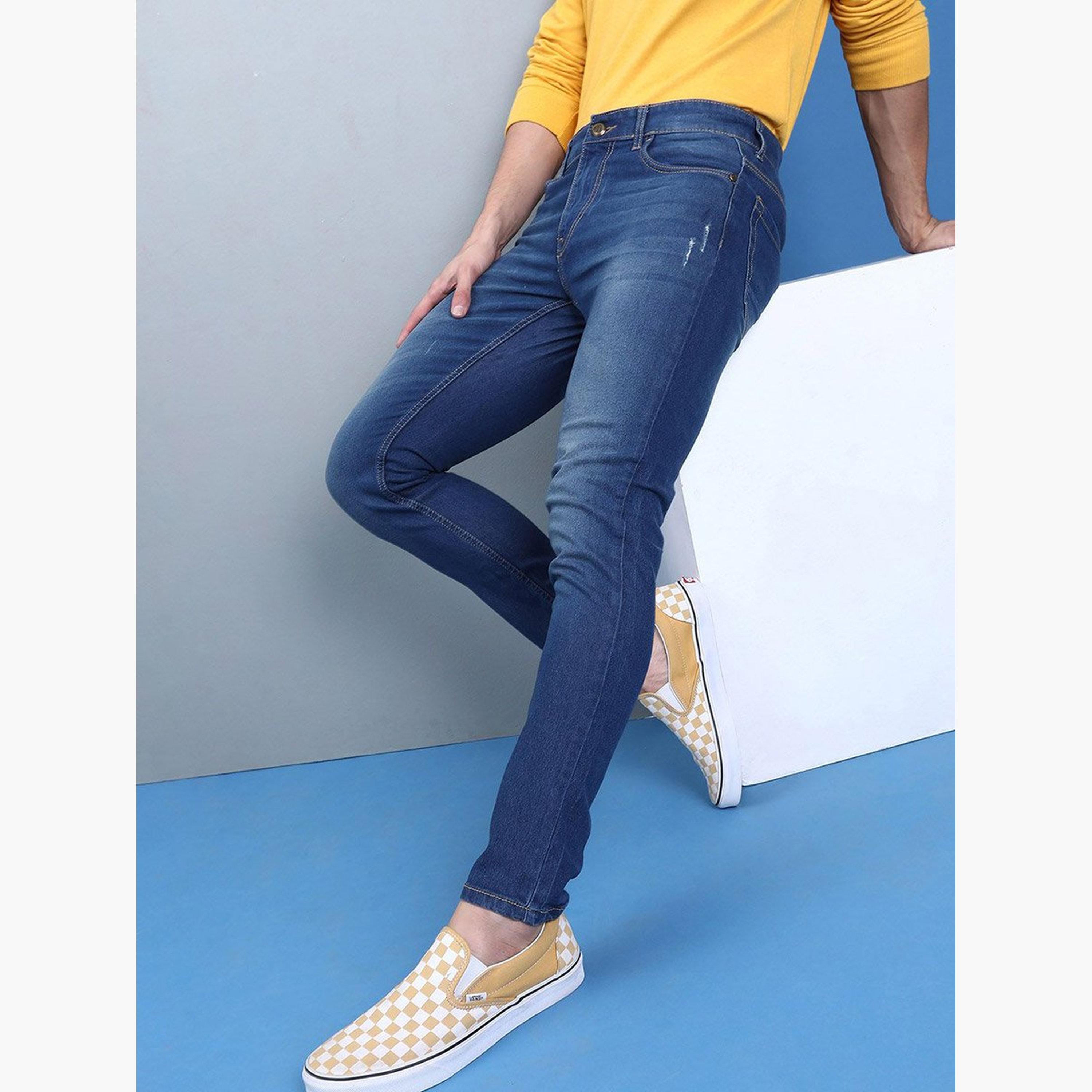 ذا انديان كراج كو × ستايلي - بنطال جينز للرجال ضيق داكن اللون-men-clothing-bottoms-jeans-image-1