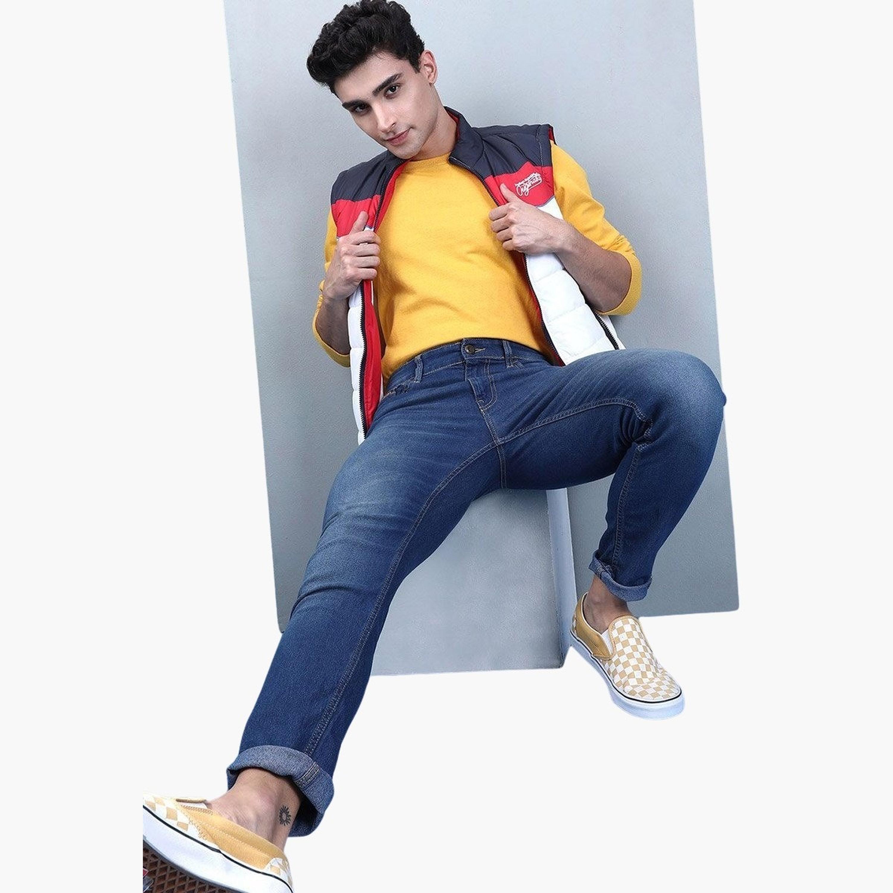 ذا انديان كراج كو × ستايلي - بنطال جينز للرجال ضيق داكن اللون-men-clothing-bottoms-jeans-image-5