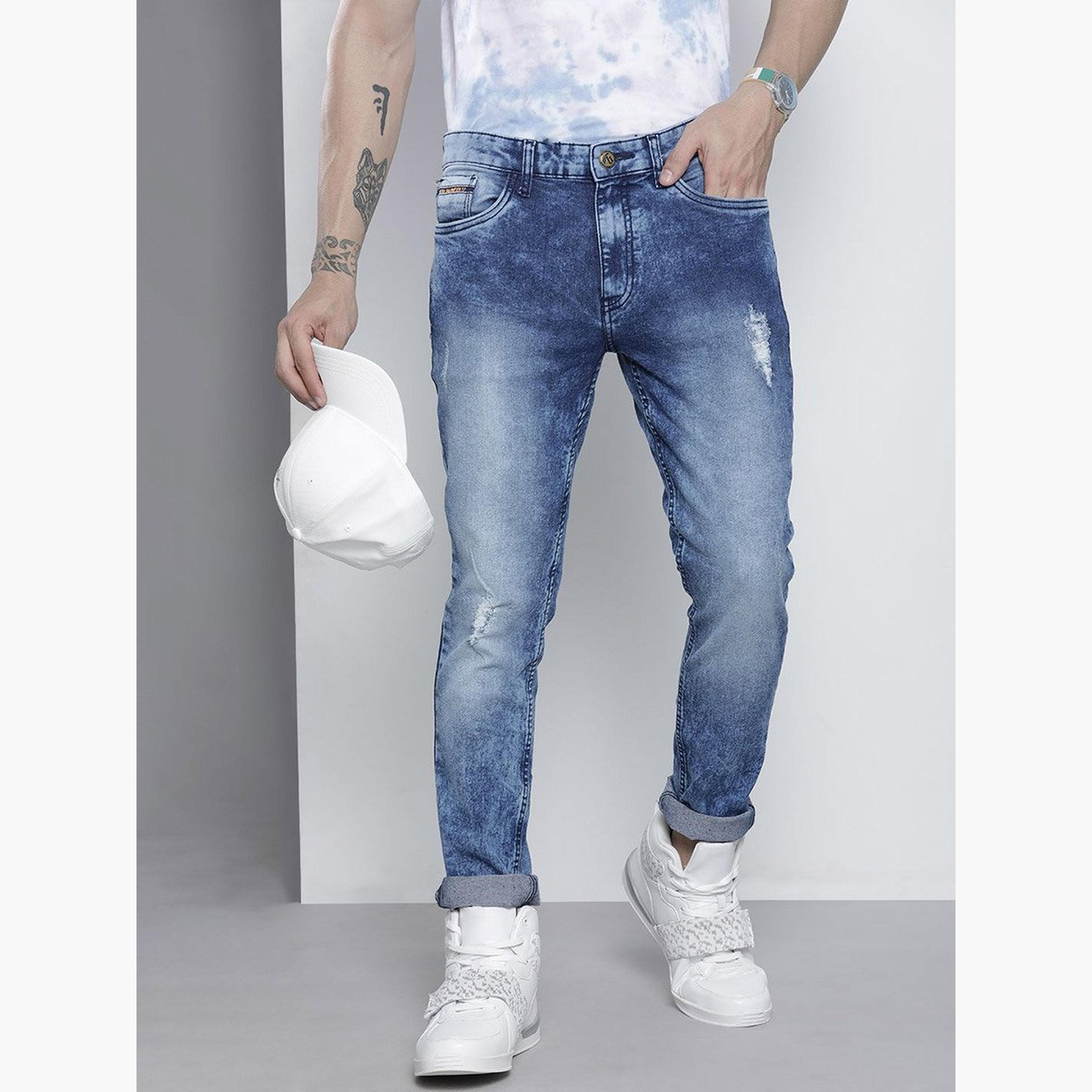 ذا انديان كراج كو × ستايلي - بنطال جينز للرجال ضيق متوسط ​​الارتفاع وقابل للتمدد-men-clothing-bottoms-jeans-image-1