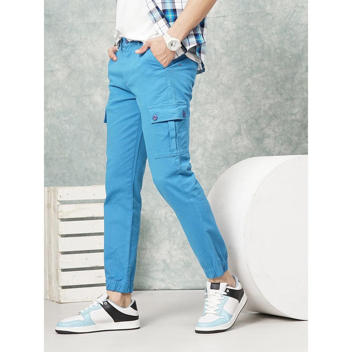 The Indian Garage Co X Styli Men Blue Mid Rise Slim Fit Cargo Pants-men-clothing-bottoms-joggers-image-3