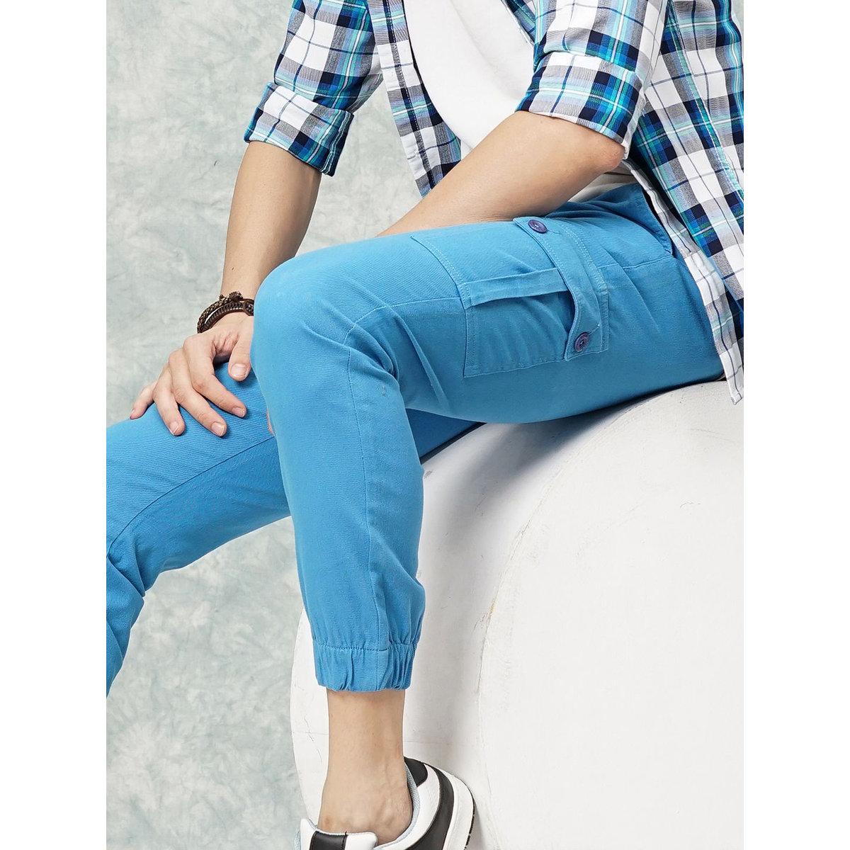 The Indian Garage Co X Styli Men Blue Mid Rise Slim Fit Cargo Pants-men-clothing-bottoms-joggers-image-7