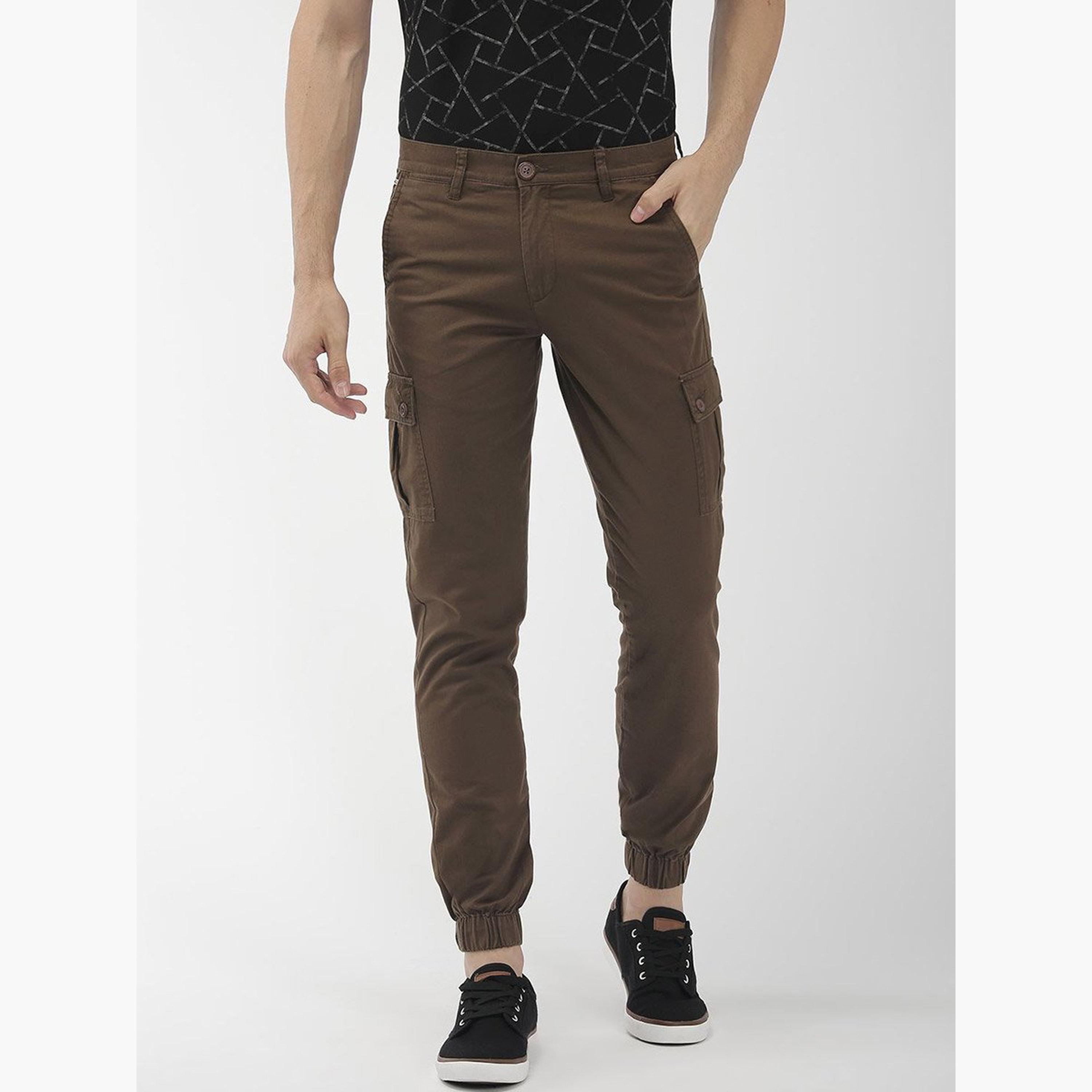 The Indian Garage Co X Styli Men Brown Mid Rise Slim Fit Cargo Pants-men-clothing-bottoms-joggers-image-2