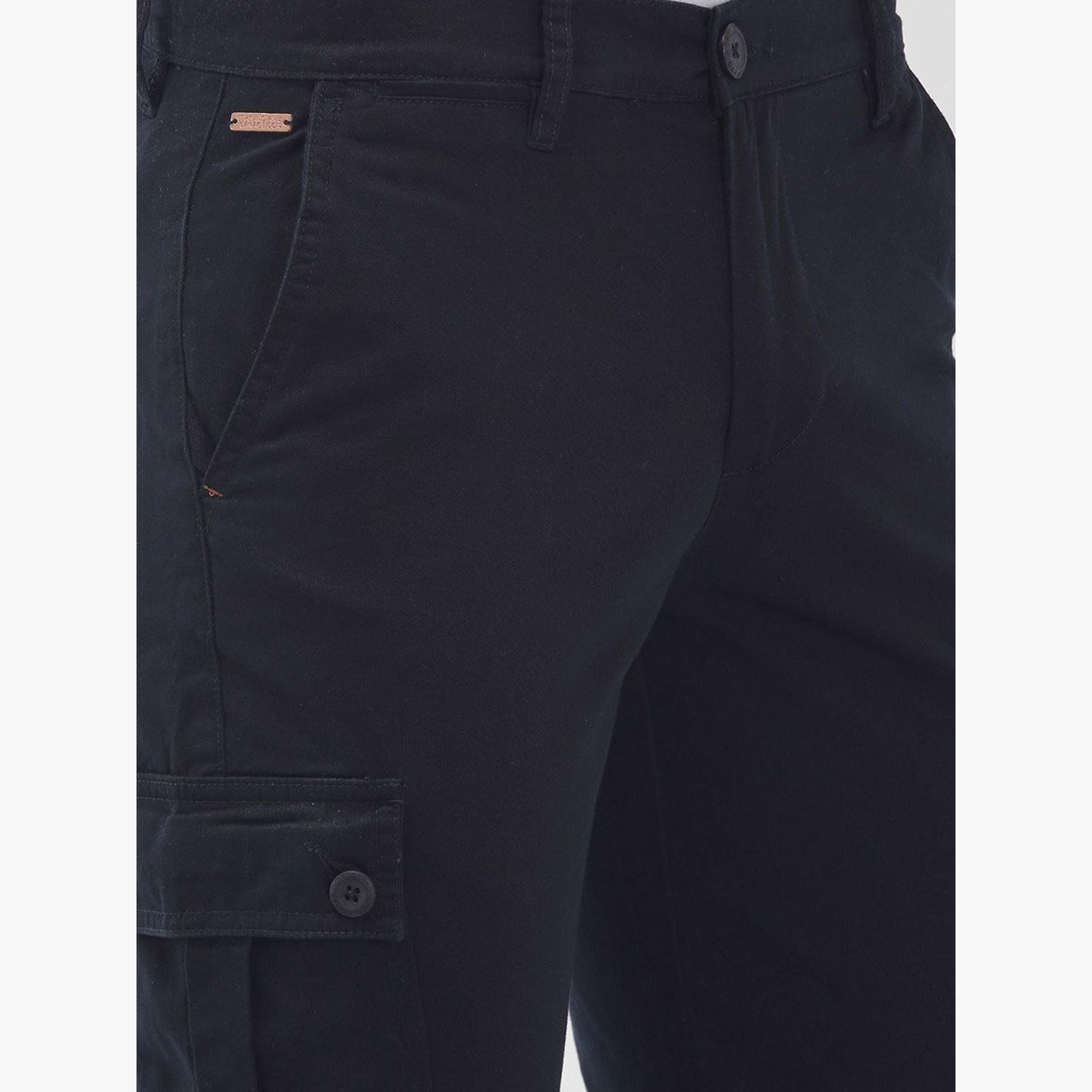 ذا انديان كراج كو × ستايلي - بنطال كارجو للرجال ضيق بخصر متوسط ​​باللون الأزرق البحري-men-clothing-bottoms-joggers-image-4