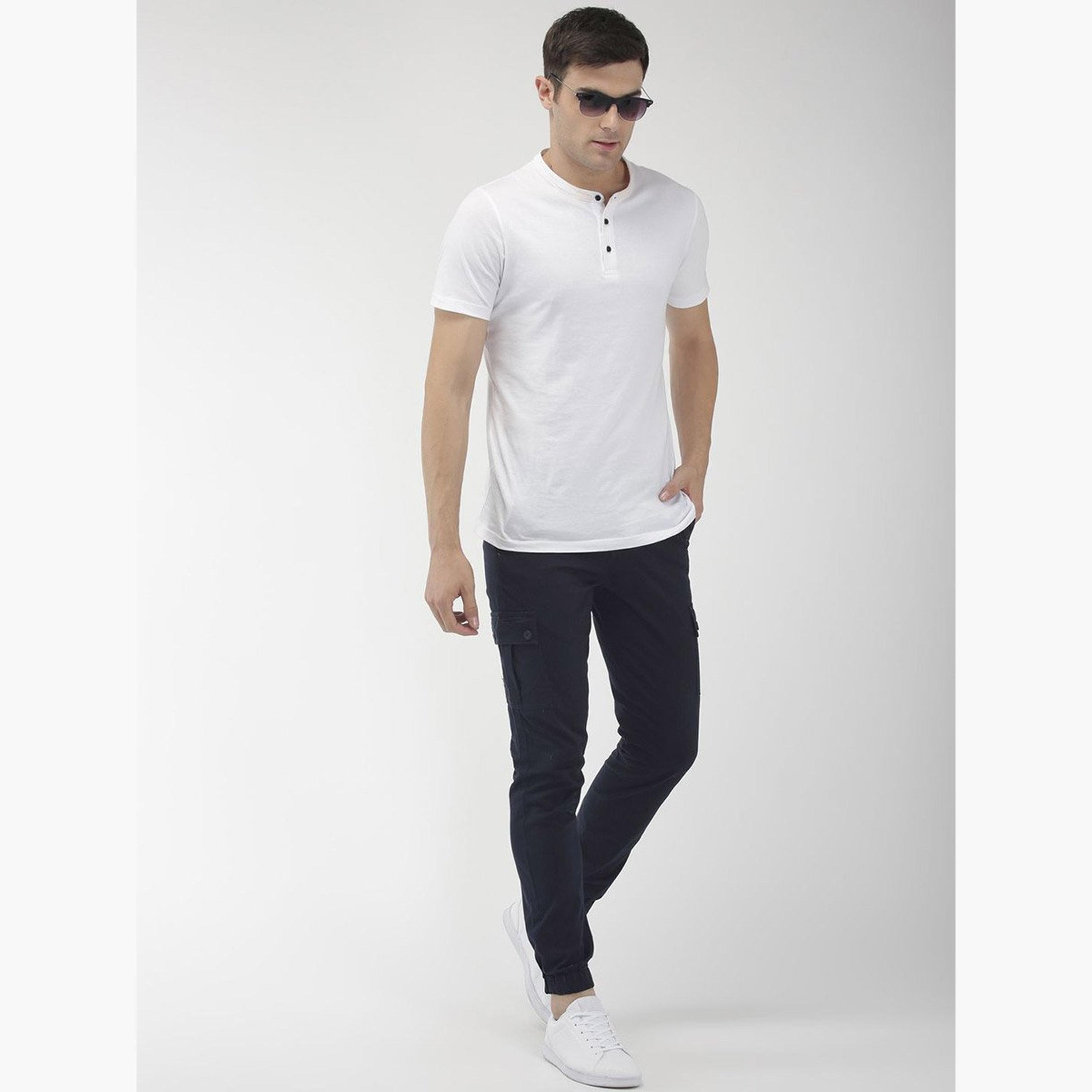 ذا انديان كراج كو × ستايلي - بنطال كارجو للرجال ضيق بخصر متوسط ​​باللون الأزرق البحري-men-clothing-bottoms-joggers-image-5