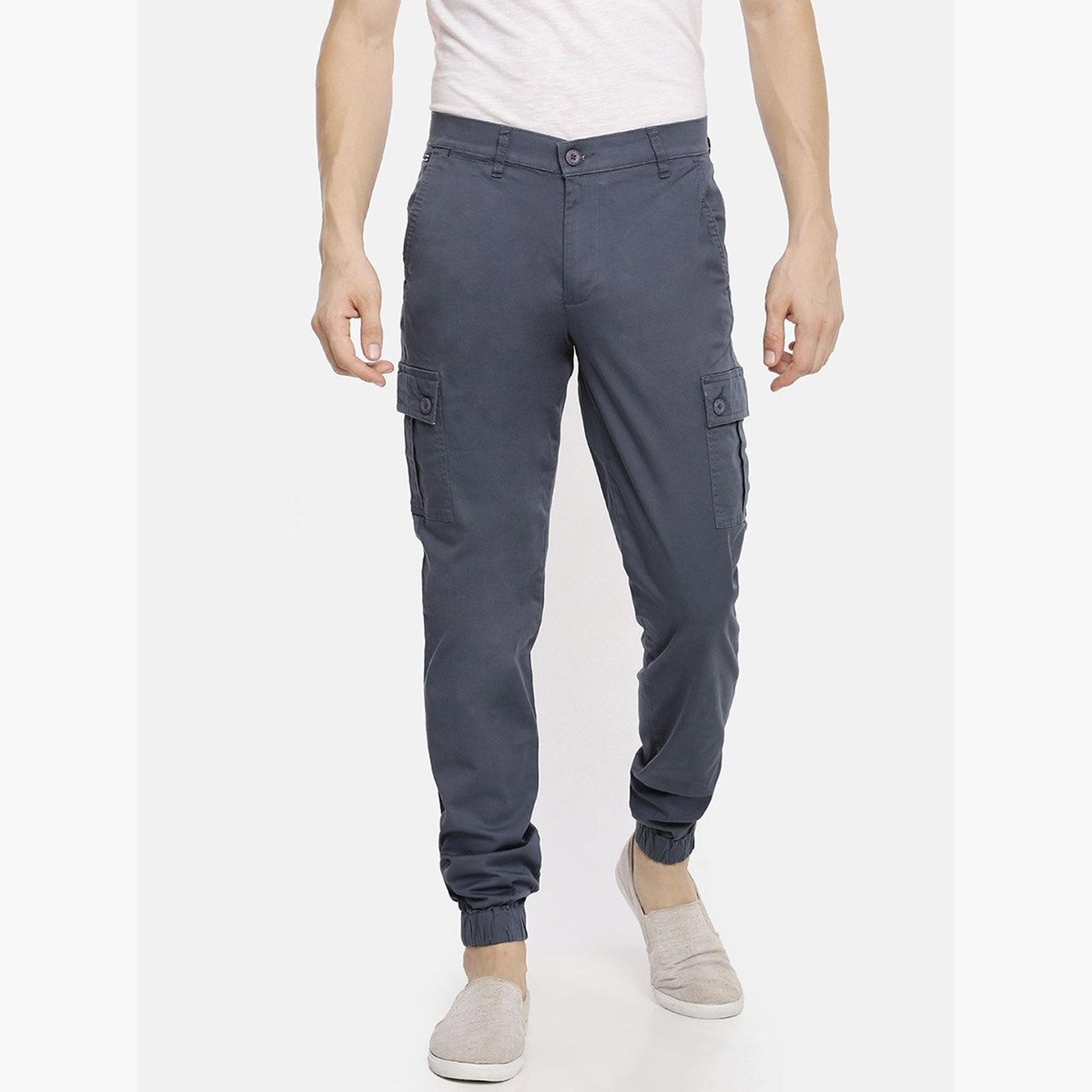 The Indian Garage Co X Styli Men Blue Mid Rise Slim Fit Cargo Pants-men-clothing-bottoms-joggers-image-1