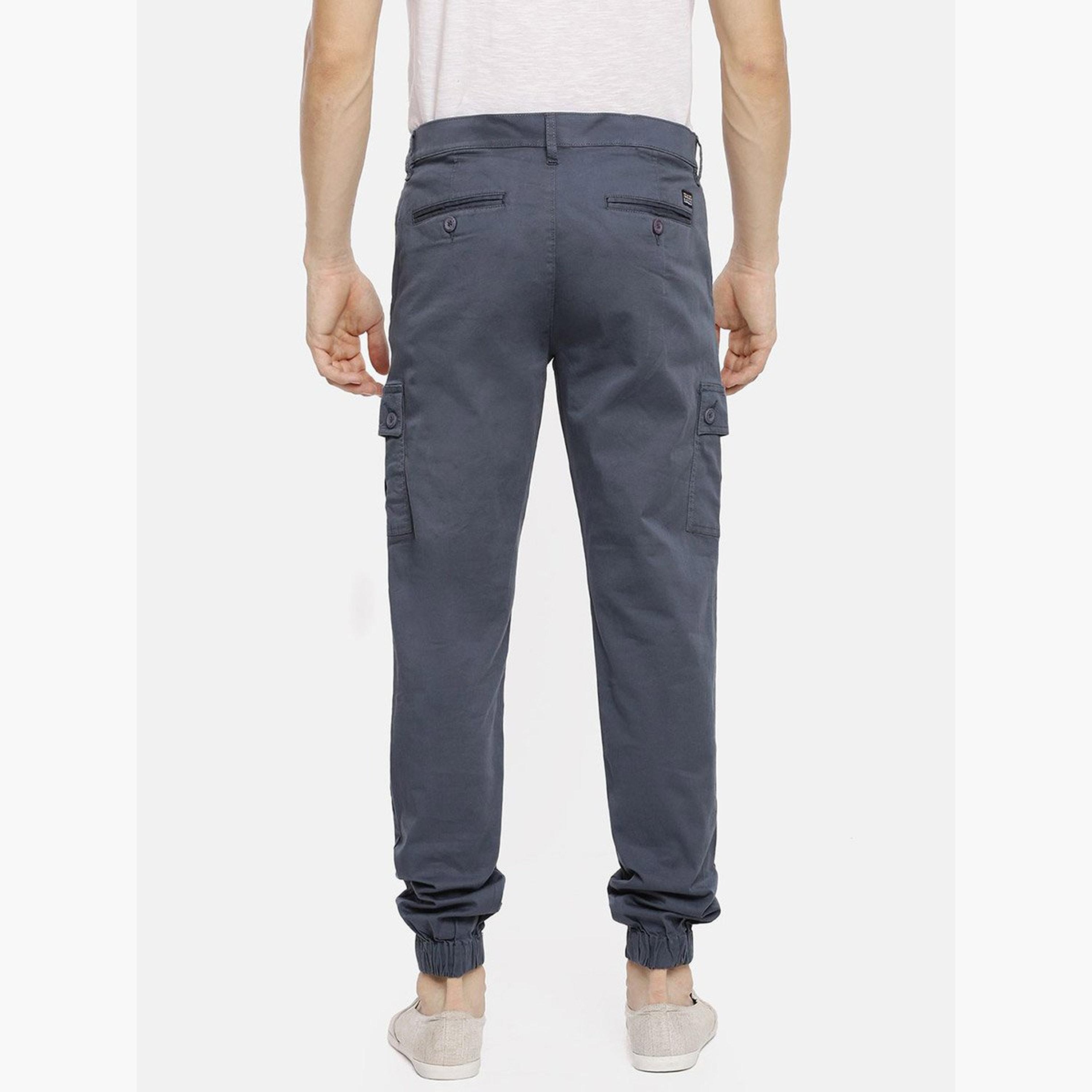 ذا انديان كراج كو × ستايلي - بنطال كارغو للرجال أزرق متوسط ​​الارتفاع تصميم ضيق-men-clothing-bottoms-joggers-image-3