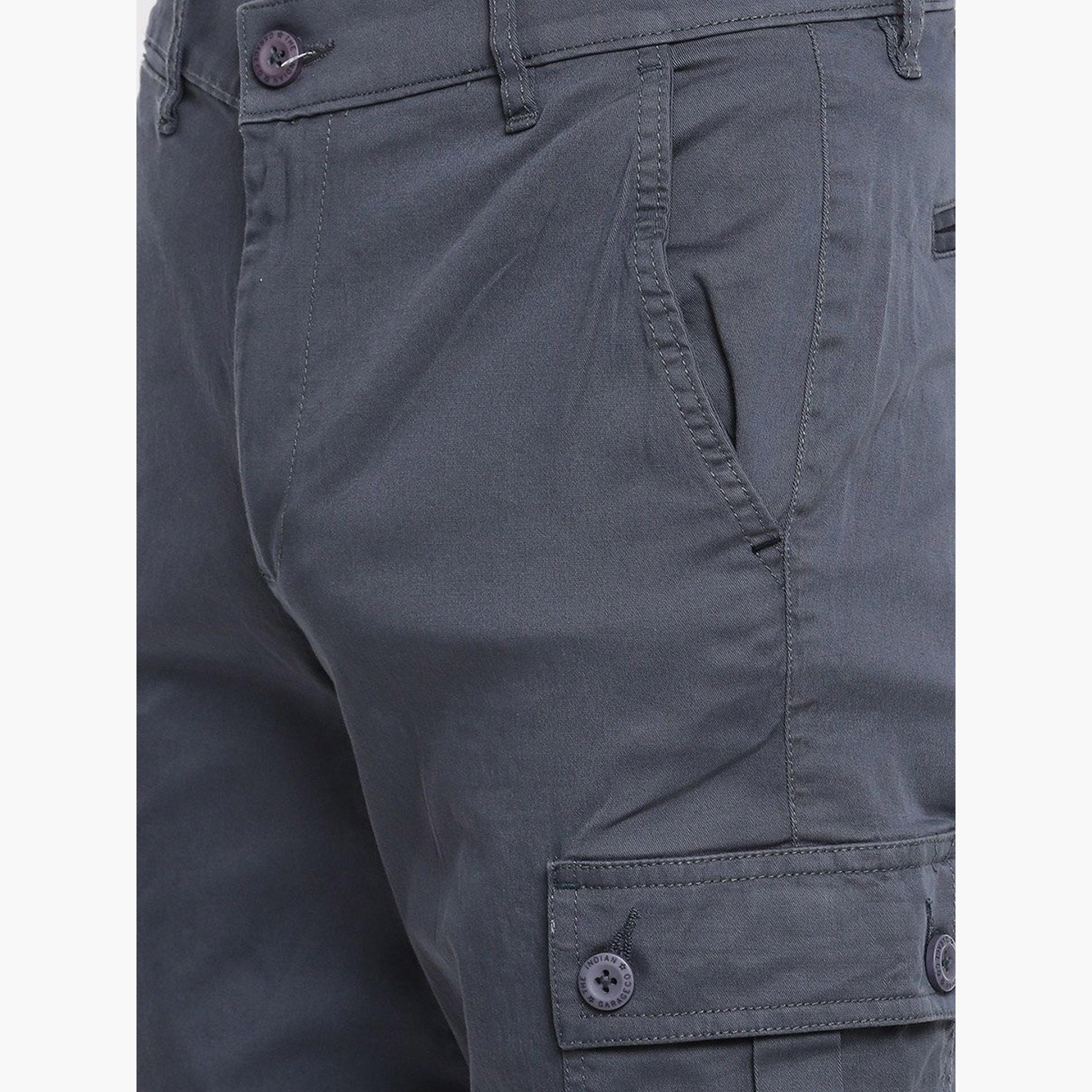 ذا انديان كراج كو × ستايلي - بنطال كارغو للرجال أزرق متوسط ​​الارتفاع تصميم ضيق-men-clothing-bottoms-joggers-image-4