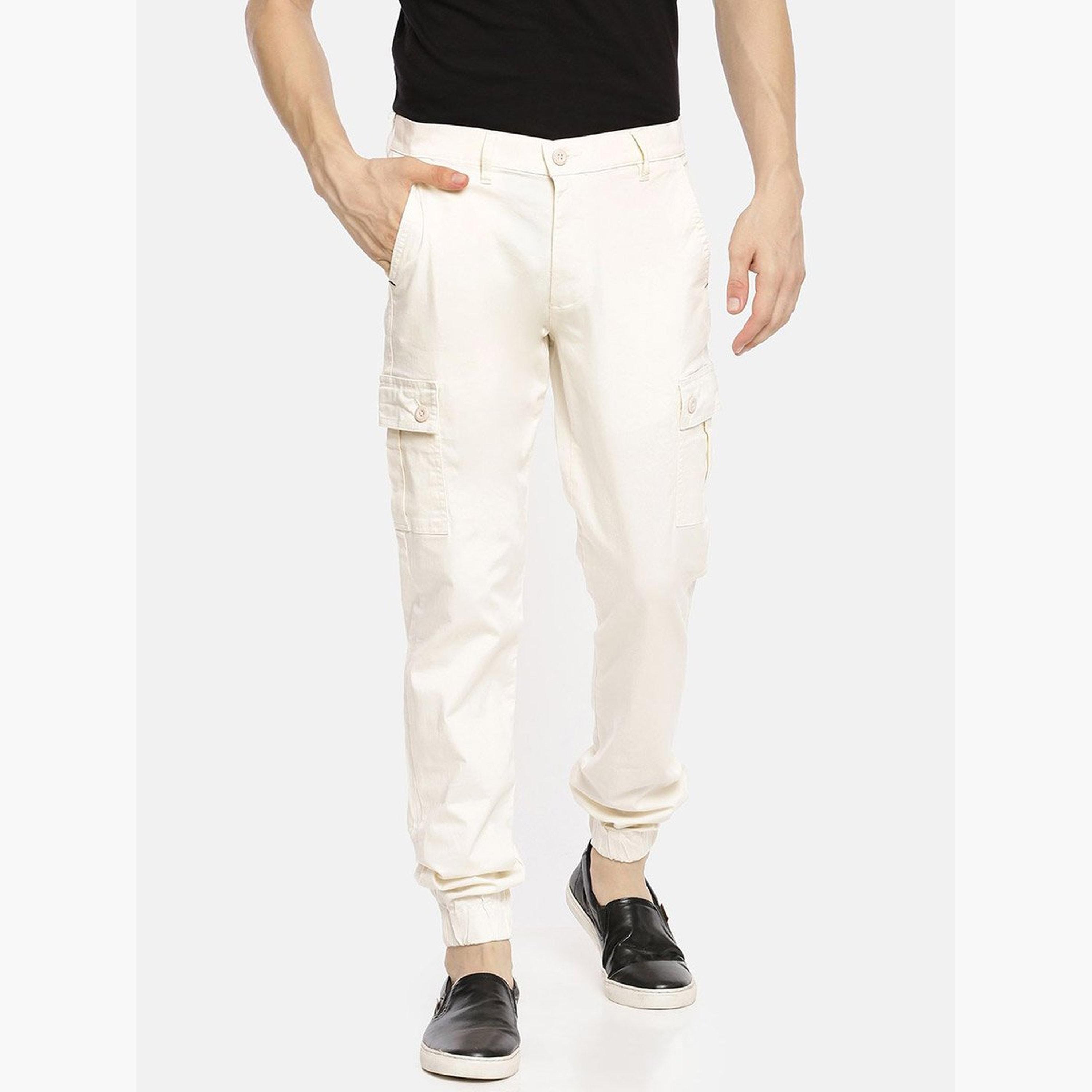The Indian Garage Co X Styli Men White Mid Rise Slim Fit Cargo Pants-men-clothing-bottoms-joggers-image-1