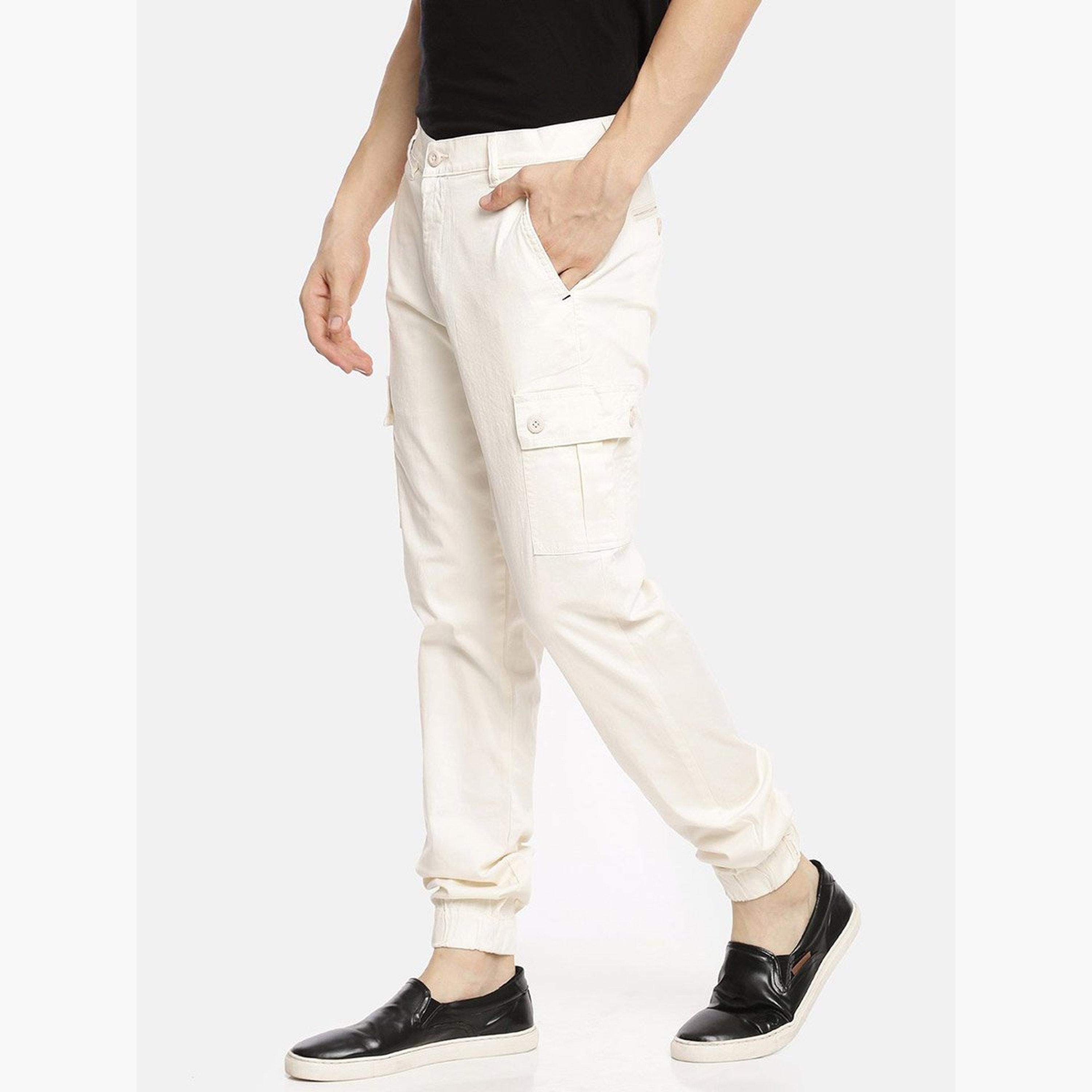 The Indian Garage Co X Styli Men White Mid Rise Slim Fit Cargo Pants-men-clothing-bottoms-joggers-image-2